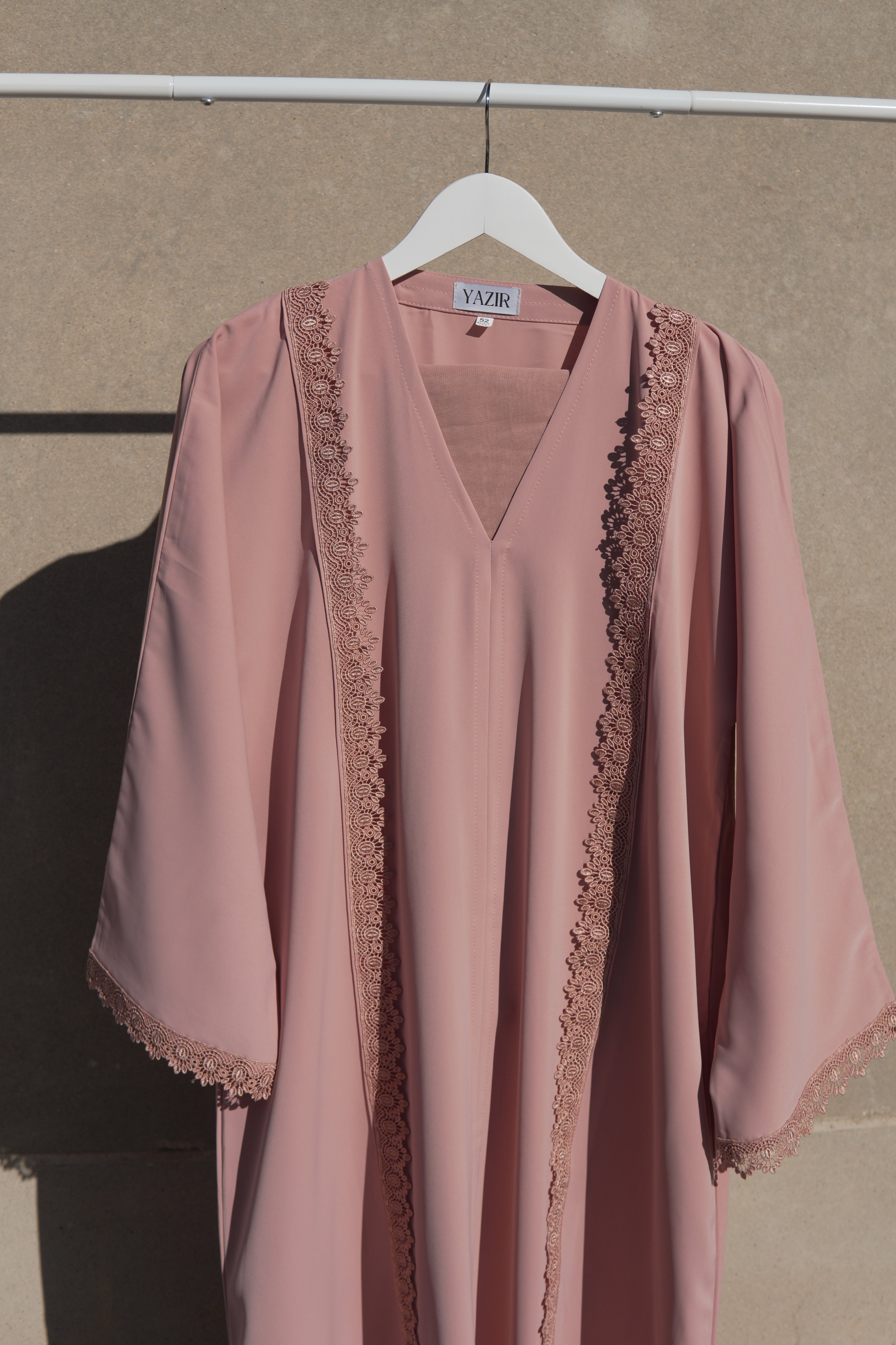Velina Lace Abaya 2 Piece Set – Blush Pink Modest Abaya & Hijab