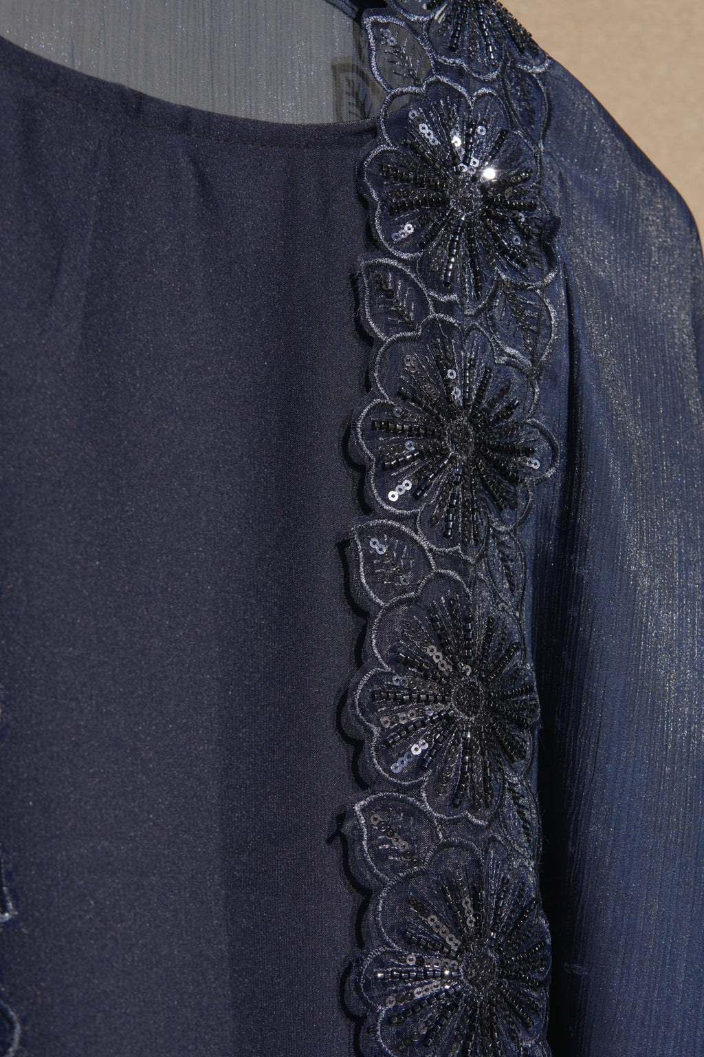 Zareen Embellished Abaya 4 Piece Set – Midnight Navy Abaya with Hijab, Slip Dress & Rope