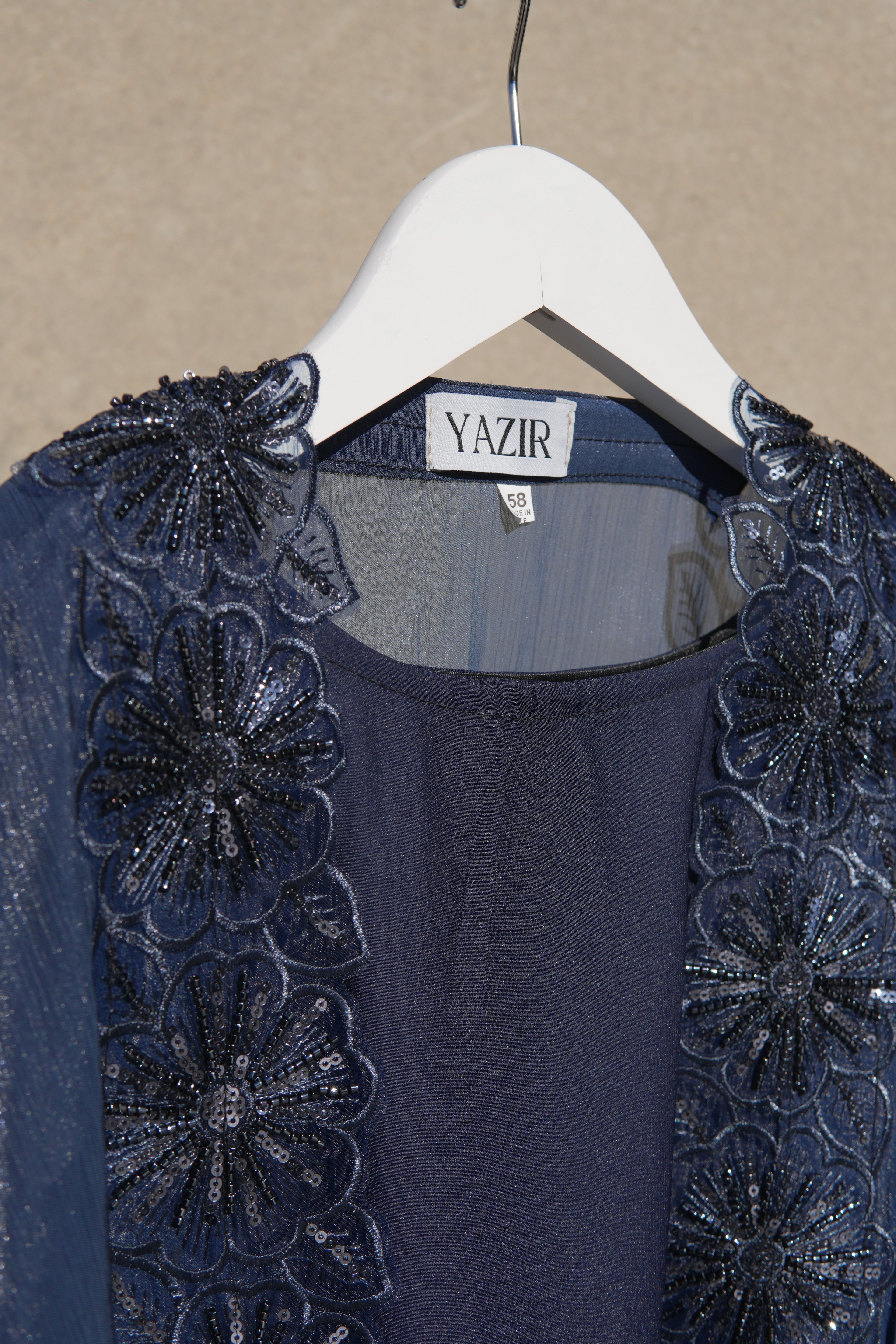 Zareen Embellished Abaya 4 Piece Set – Midnight Navy Abaya with Hijab, Slip Dress & Rope