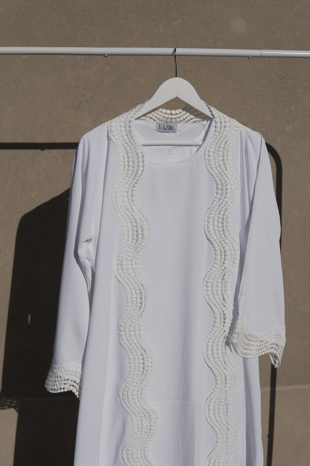 Zunaira Lace Abaya 4 Piece Set – Purity White Abaya with Hijab & Slip Dress