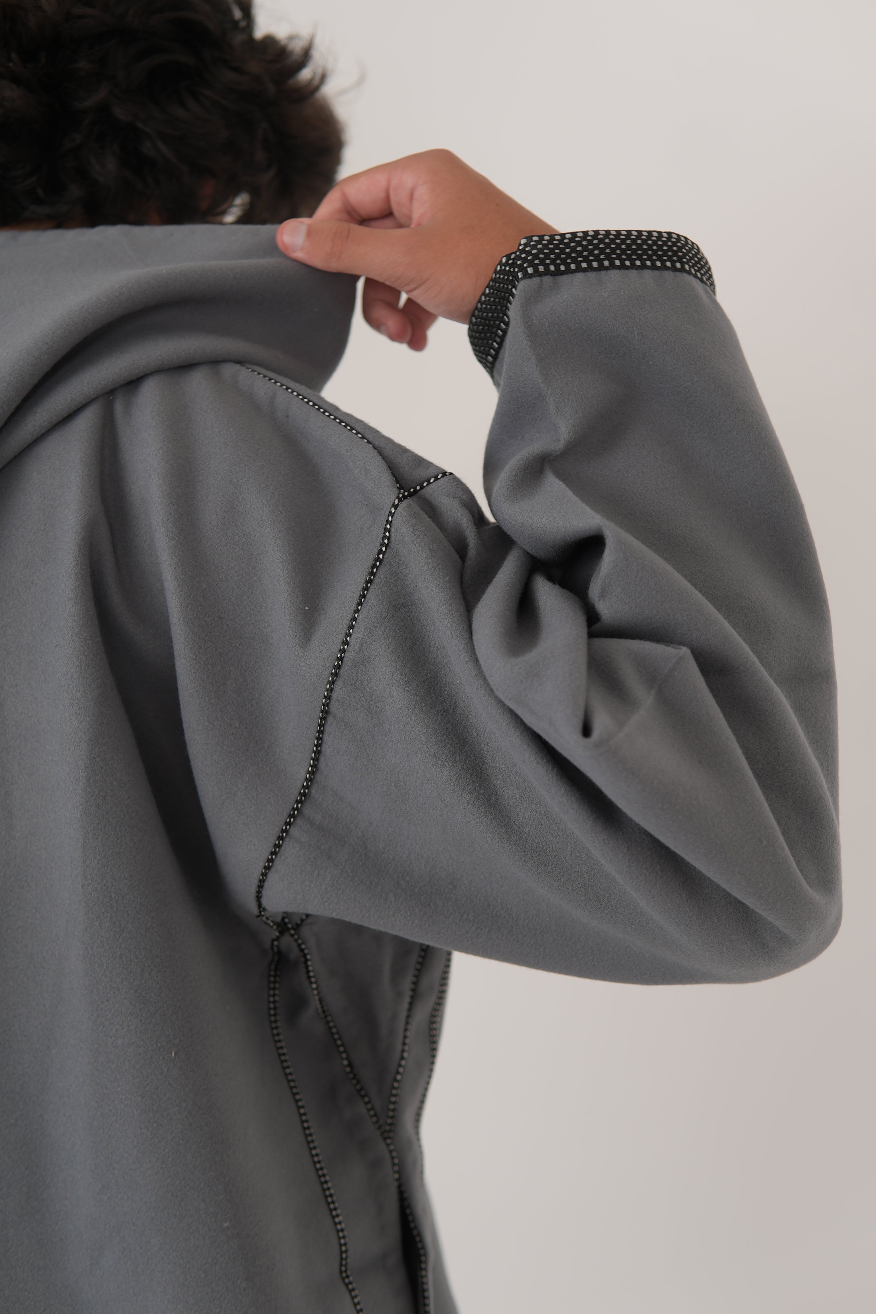 Men’s Grey Moroccan Djellaba – Traditional Hooded Thobe