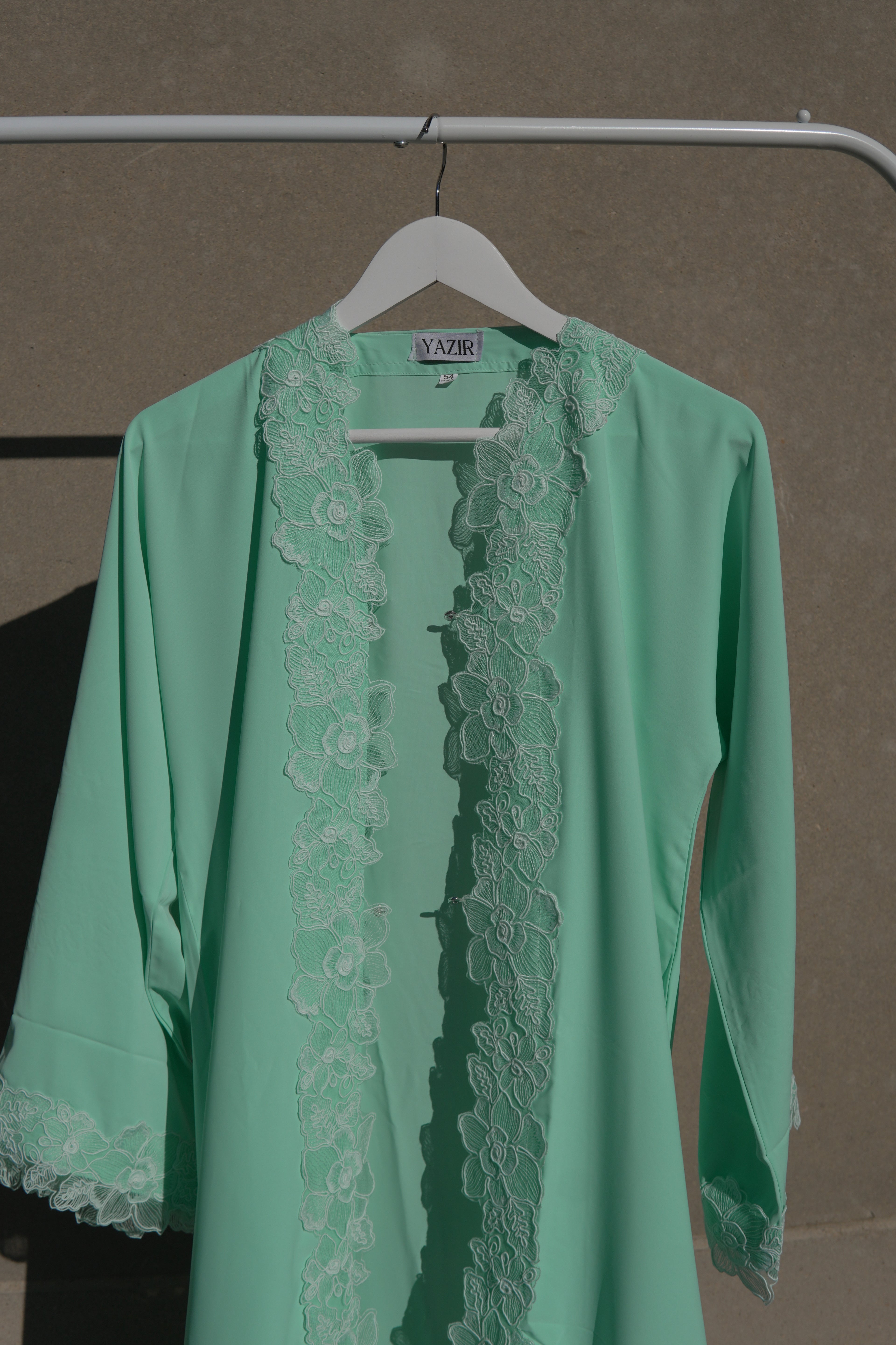 Ayla Floral Abaya 3 Piece Set – Teal Abaya with Hijab & Rope