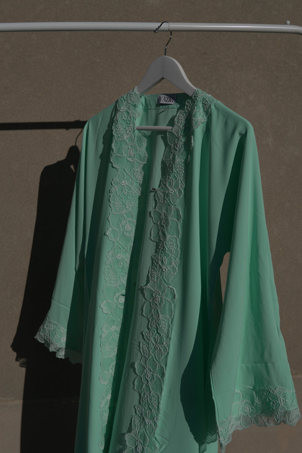 Ayla Floral Abaya 3 Piece Set – Teal Abaya with Hijab & Rope