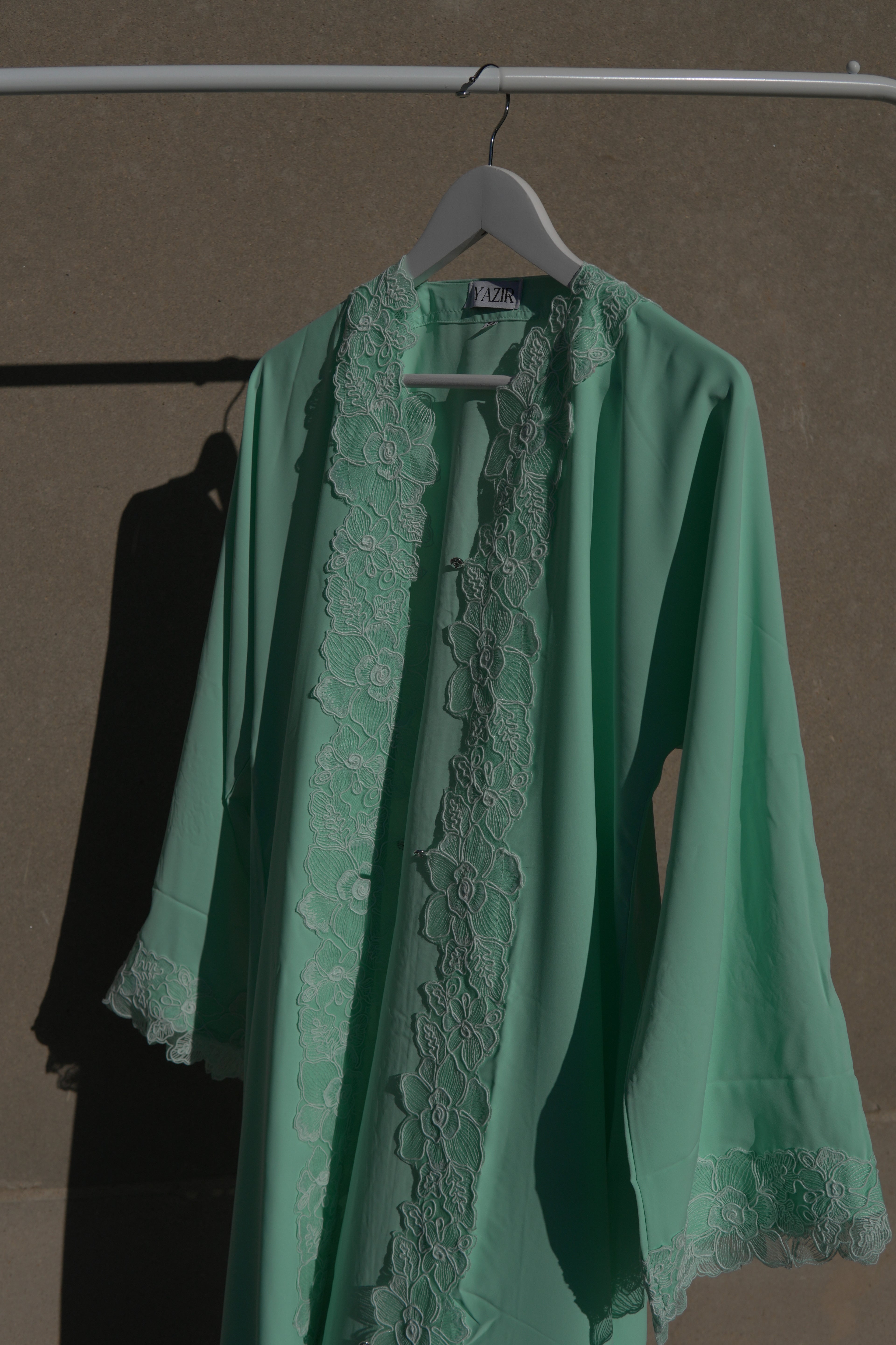 Ayla Floral Abaya 3 Piece Set – Teal Abaya with Hijab & Rope