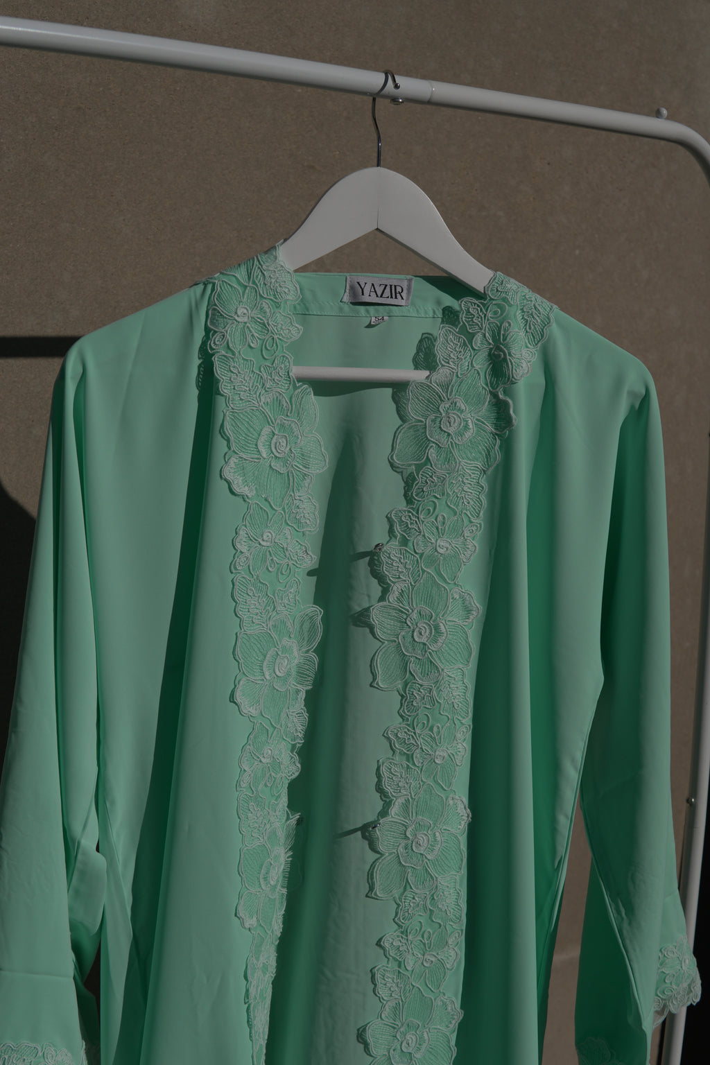 Ayla Floral Abaya 3 Piece Set – Teal Abaya with Hijab & Rope