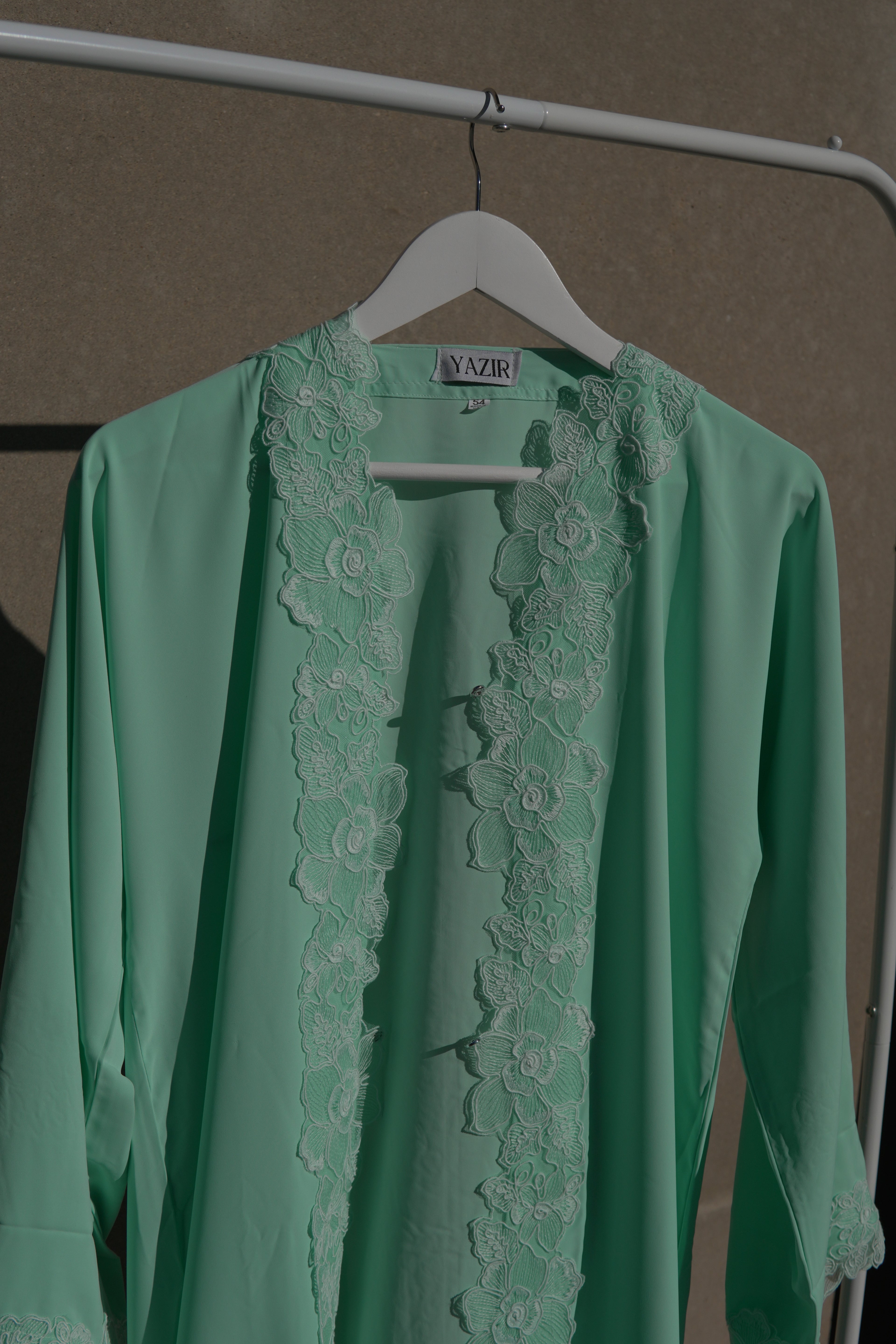 Ayla Floral Abaya 3 Piece Set – Teal Abaya with Hijab & Rope