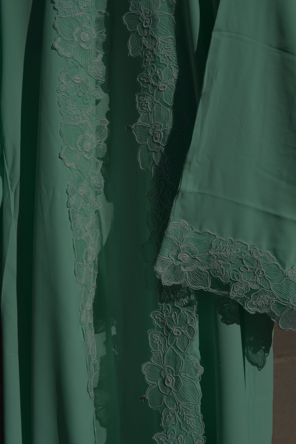 Ayla Floral Abaya 3 Piece Set – Teal Abaya with Hijab & Rope