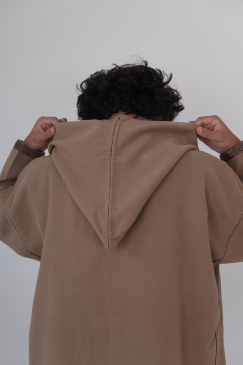Men’s Beige Moroccan Djellaba – Traditional Hooded Thobe