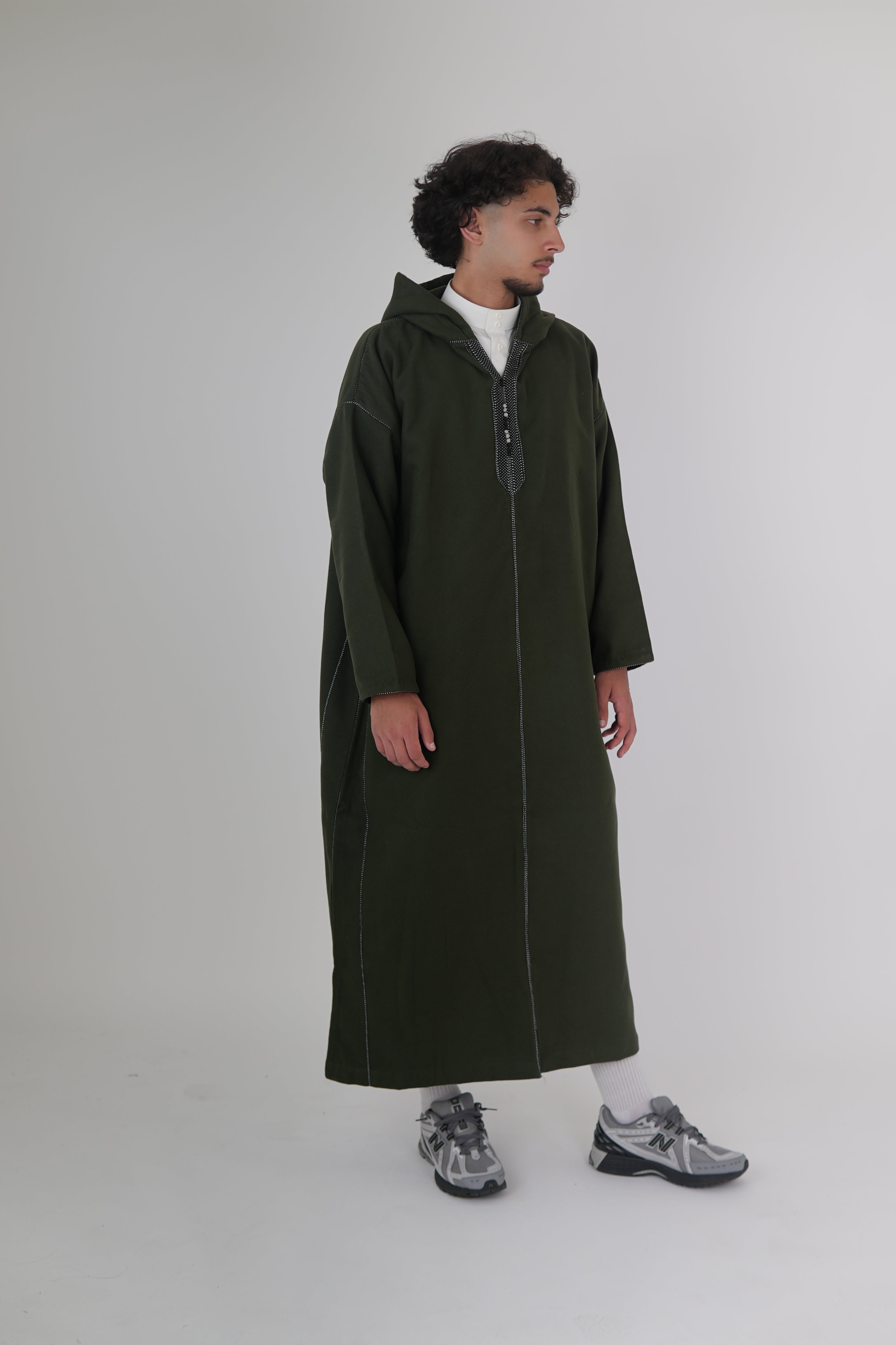 Men’s Khaki Moroccan Djellaba – Traditional Hooded Thobe