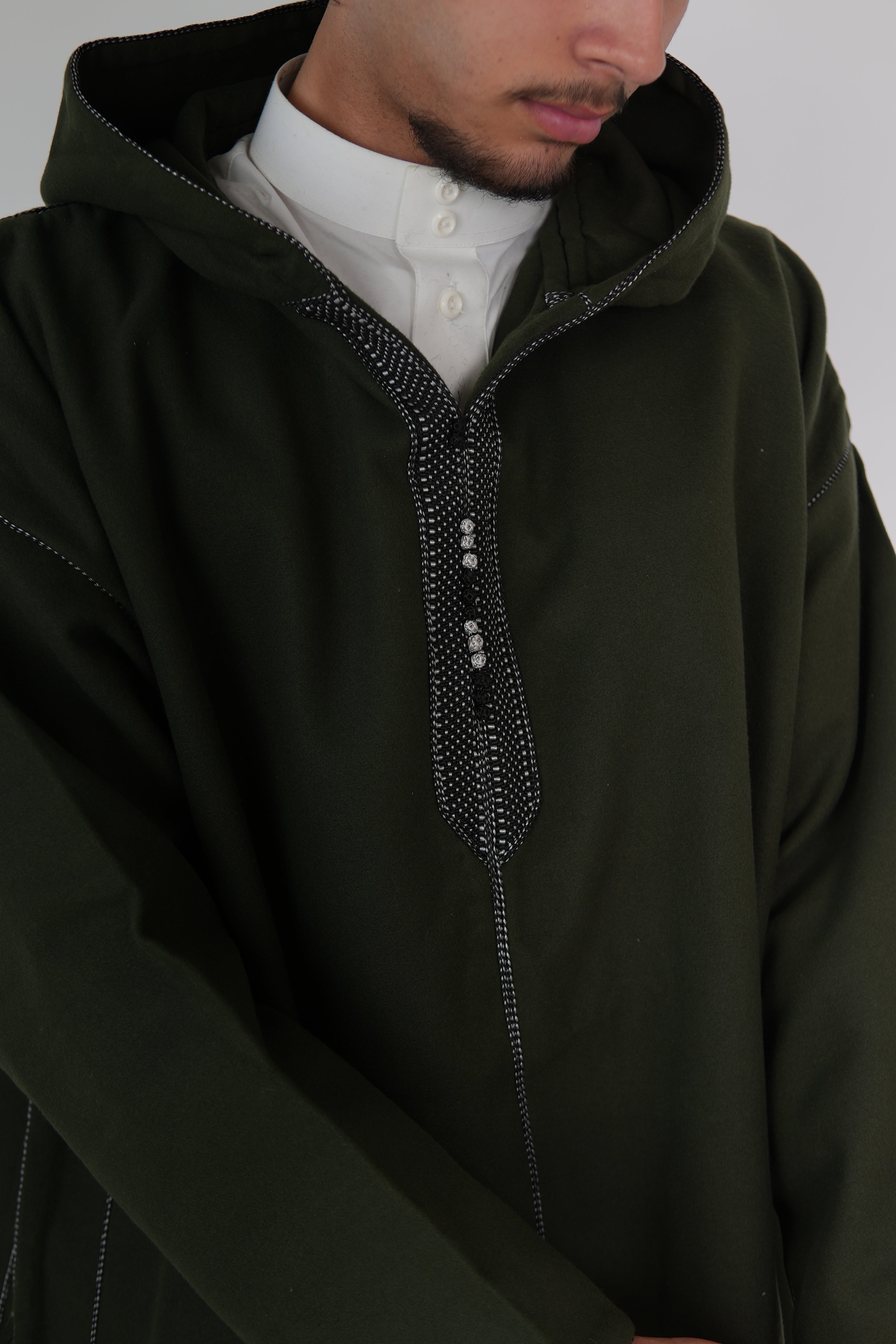 Men’s Khaki Moroccan Djellaba – Traditional Hooded Thobe