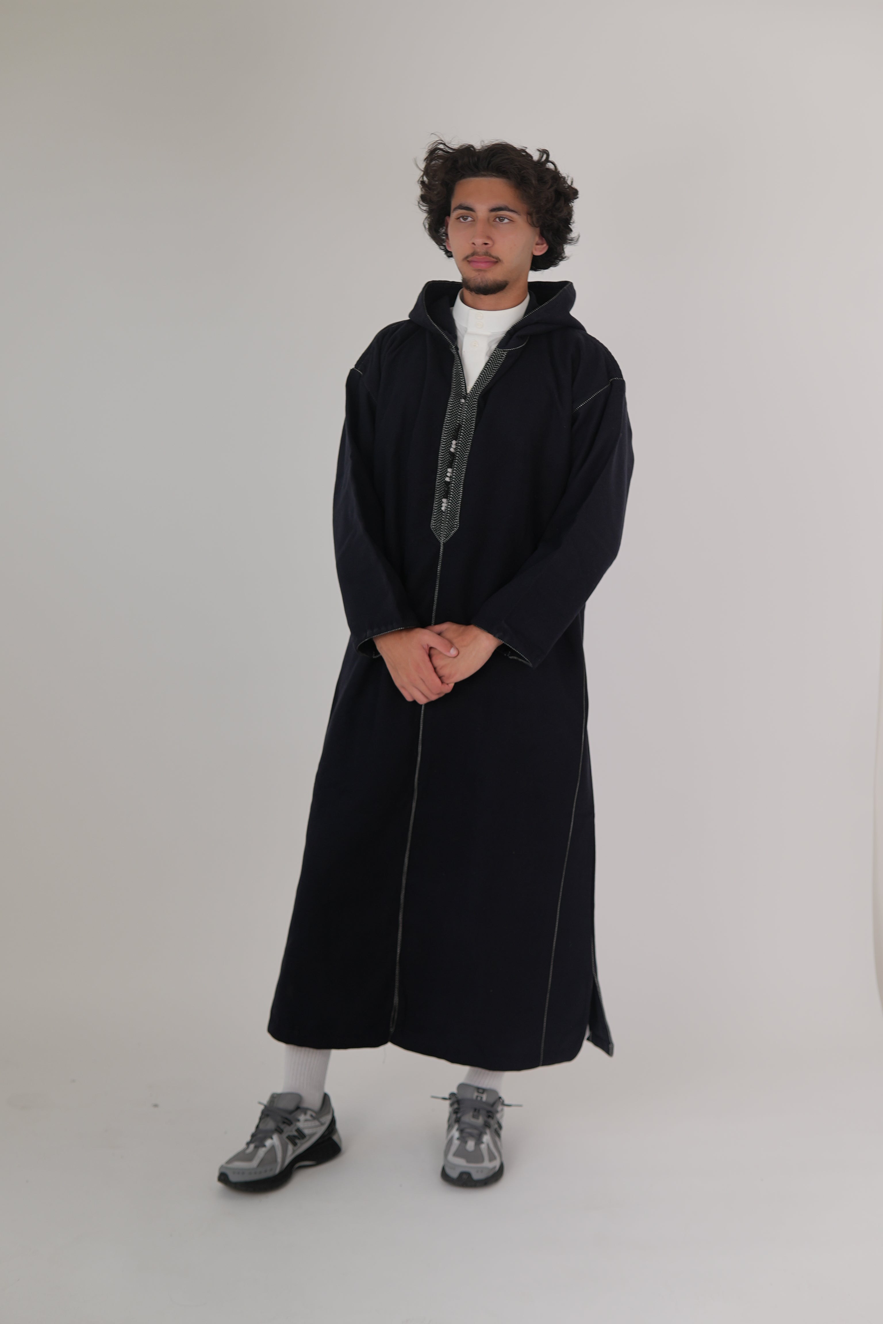 Men’s Navy Moroccan Djellaba – Traditional Hooded Thobe