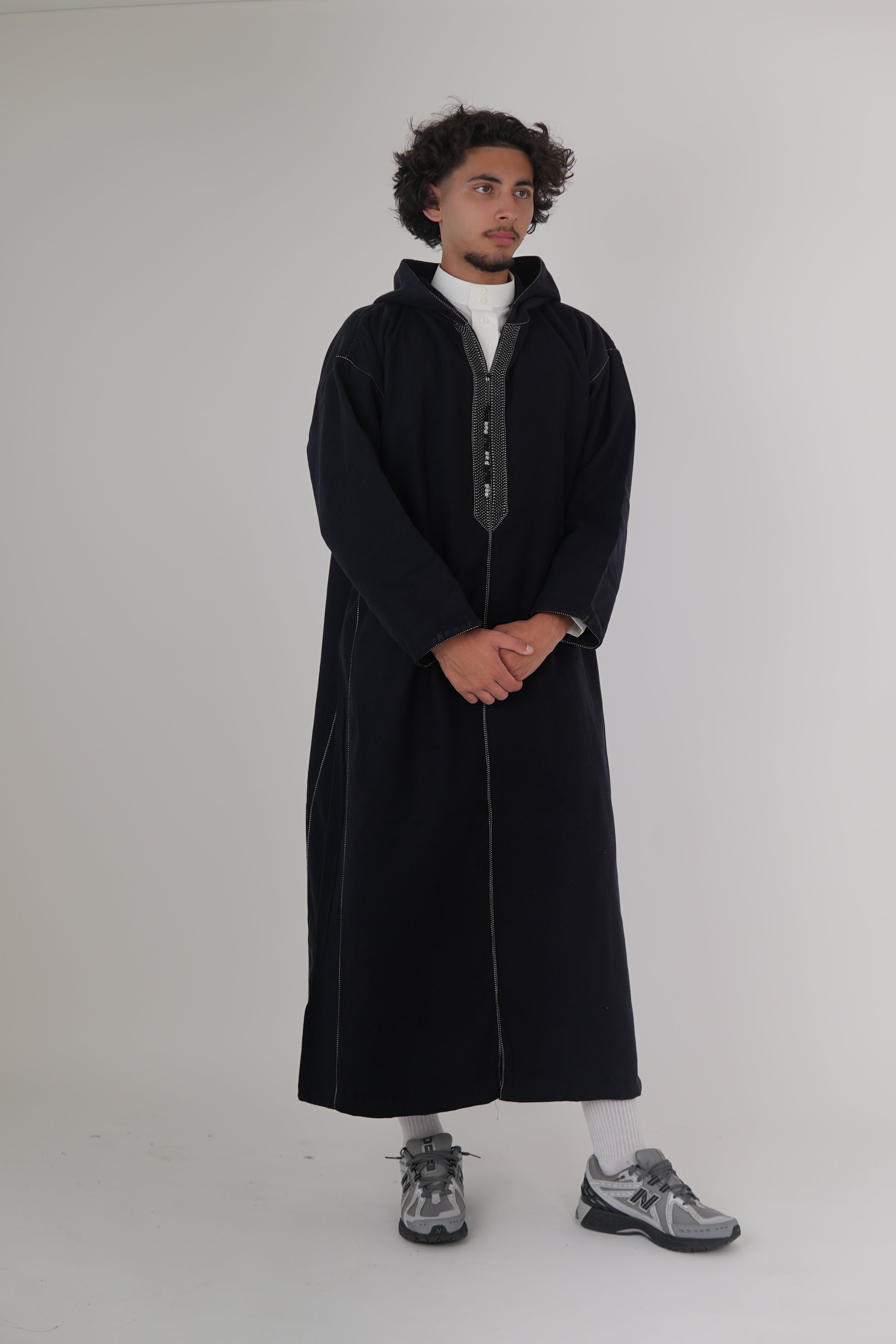 Men’s Navy Moroccan Djellaba – Traditional Hooded Thobe