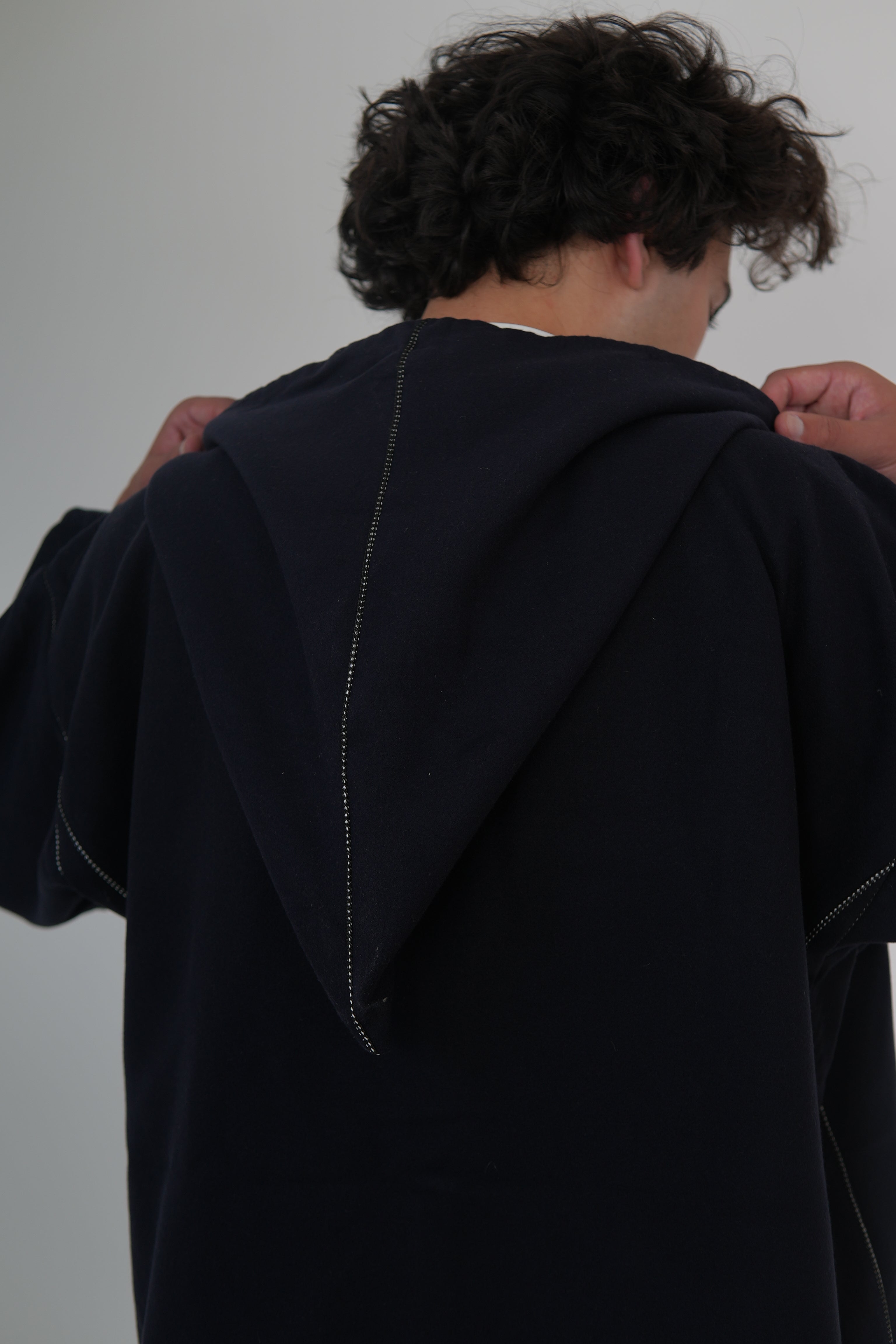 Men’s Navy Moroccan Djellaba – Traditional Hooded Thobe