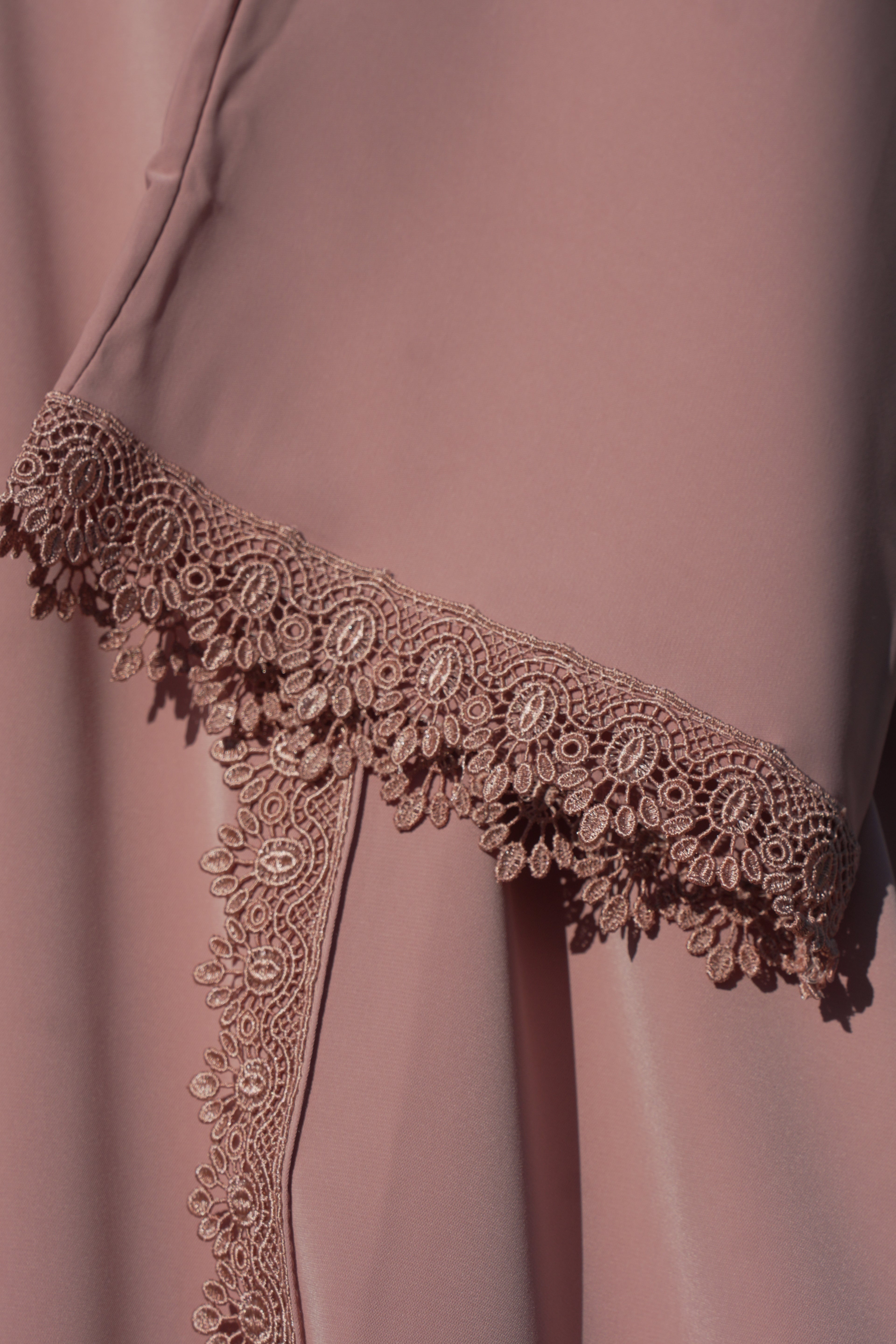 Velina Lace Abaya 2 Piece Set – Blush Pink Modest Abaya & Hijab