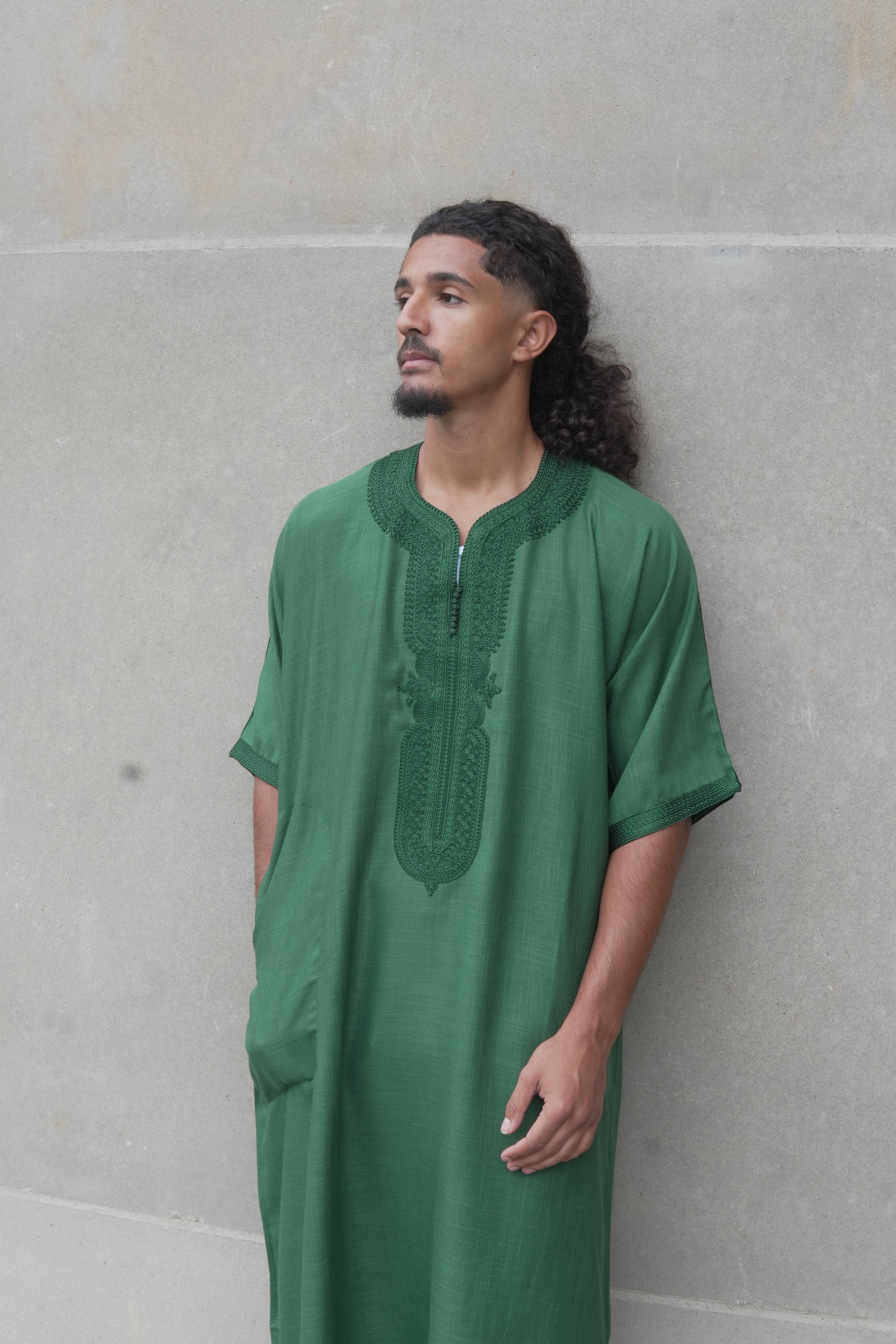 Men's Linen Moroccan Green Gandoura