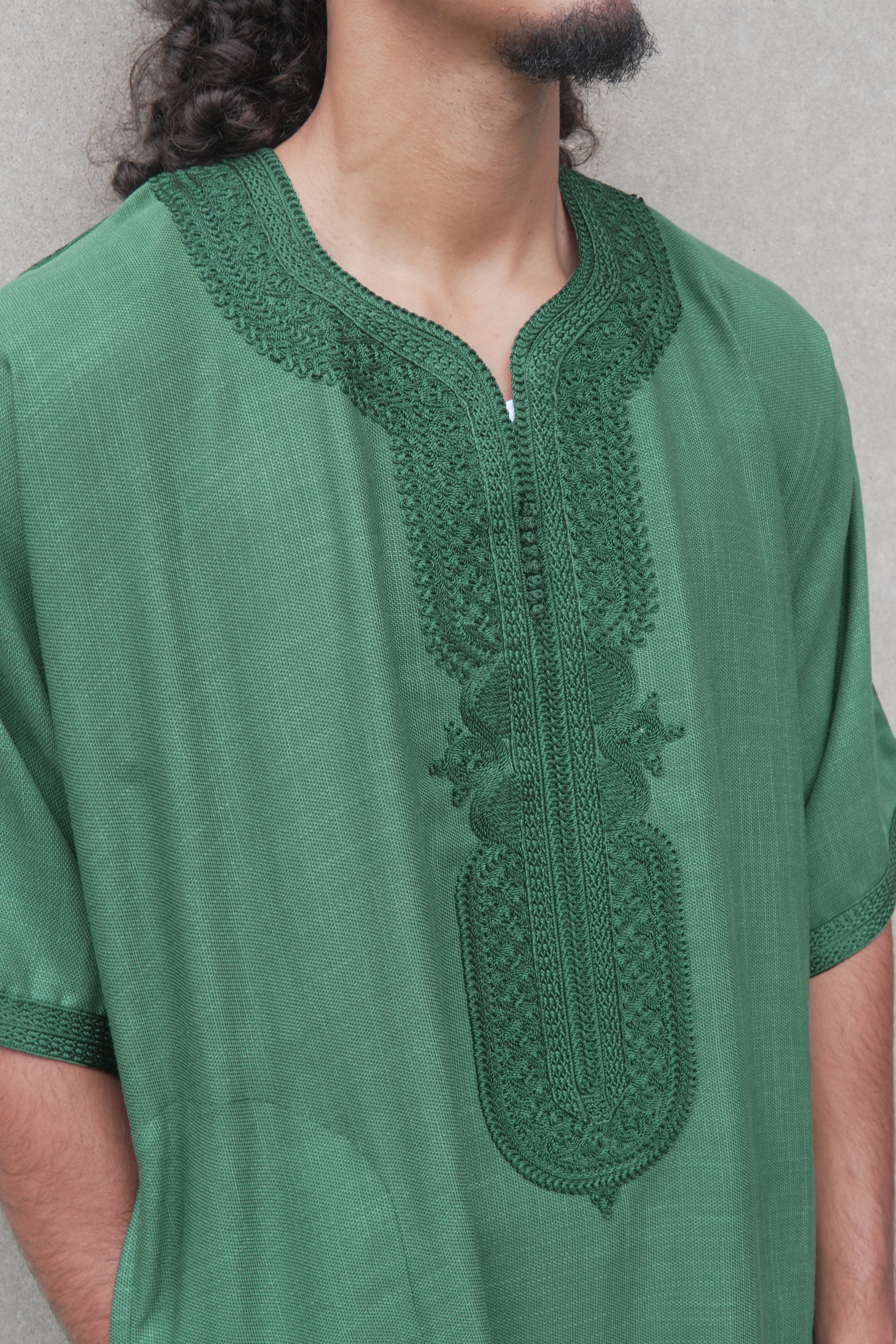 Men's Linen Moroccan Green Gandoura