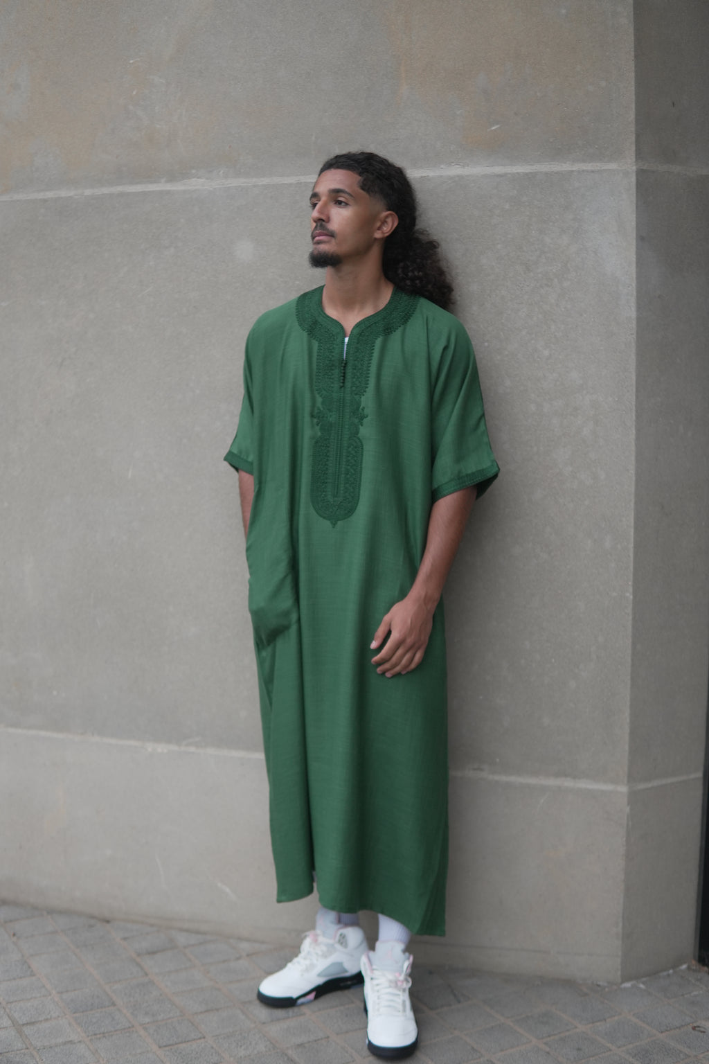 Men's Linen Moroccan Green Gandoura