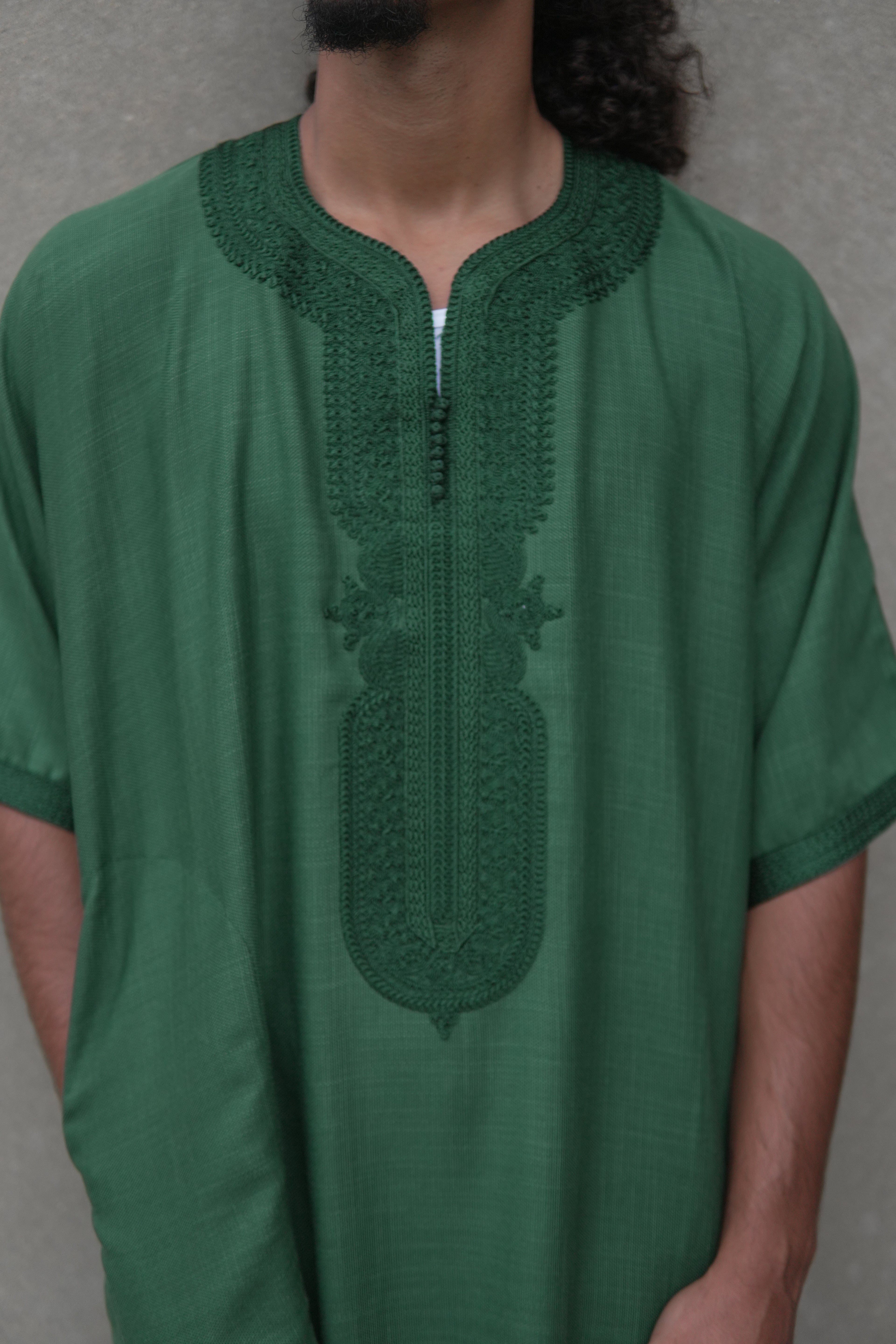 Men's Linen Moroccan Green Gandoura