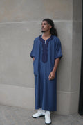 Men's Linen Moroccan Navy Gandoura front view – From #1 Shop YAZIR – YAZIRCO