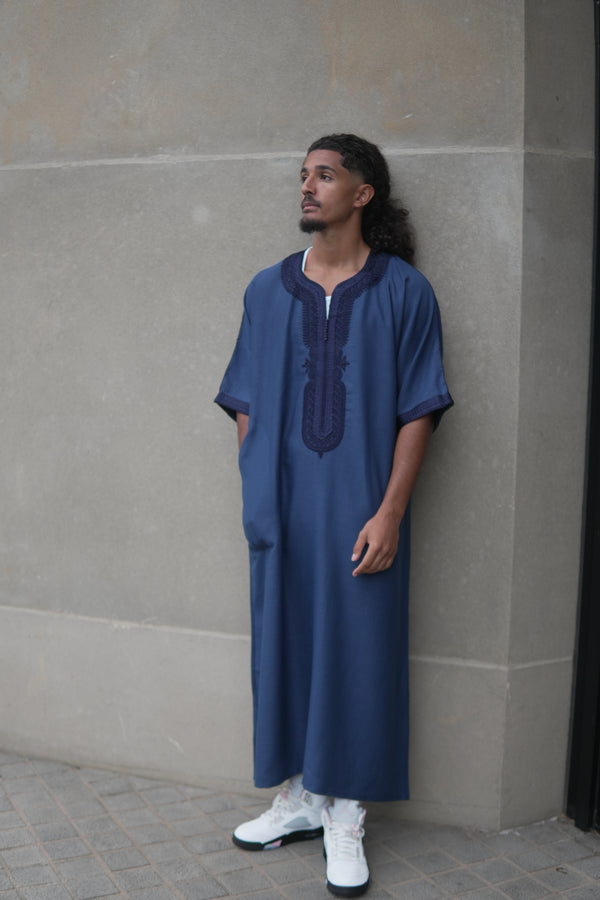 Men's Linen Moroccan Navy Gandoura