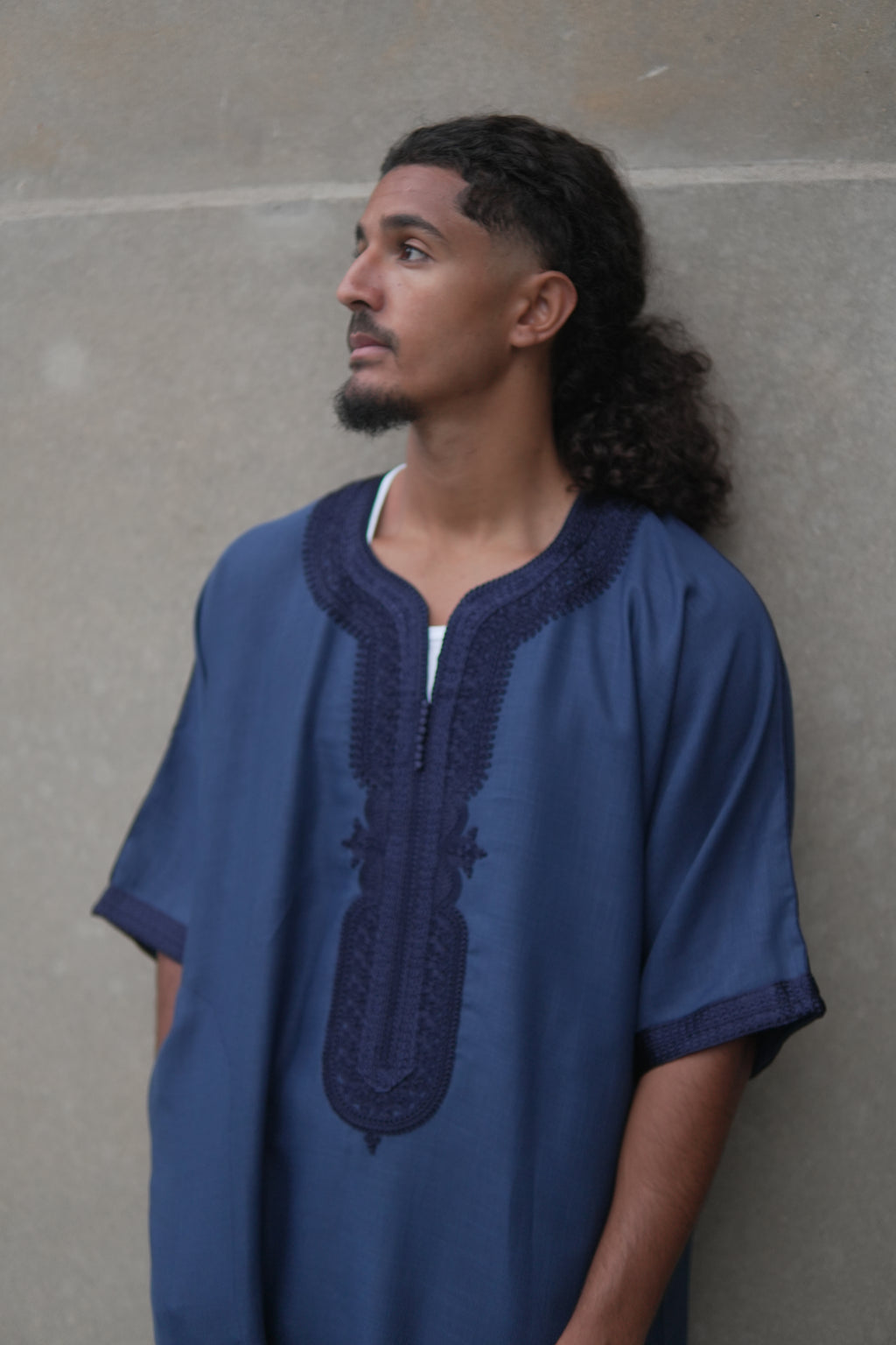 Men's Linen Moroccan Navy Gandoura