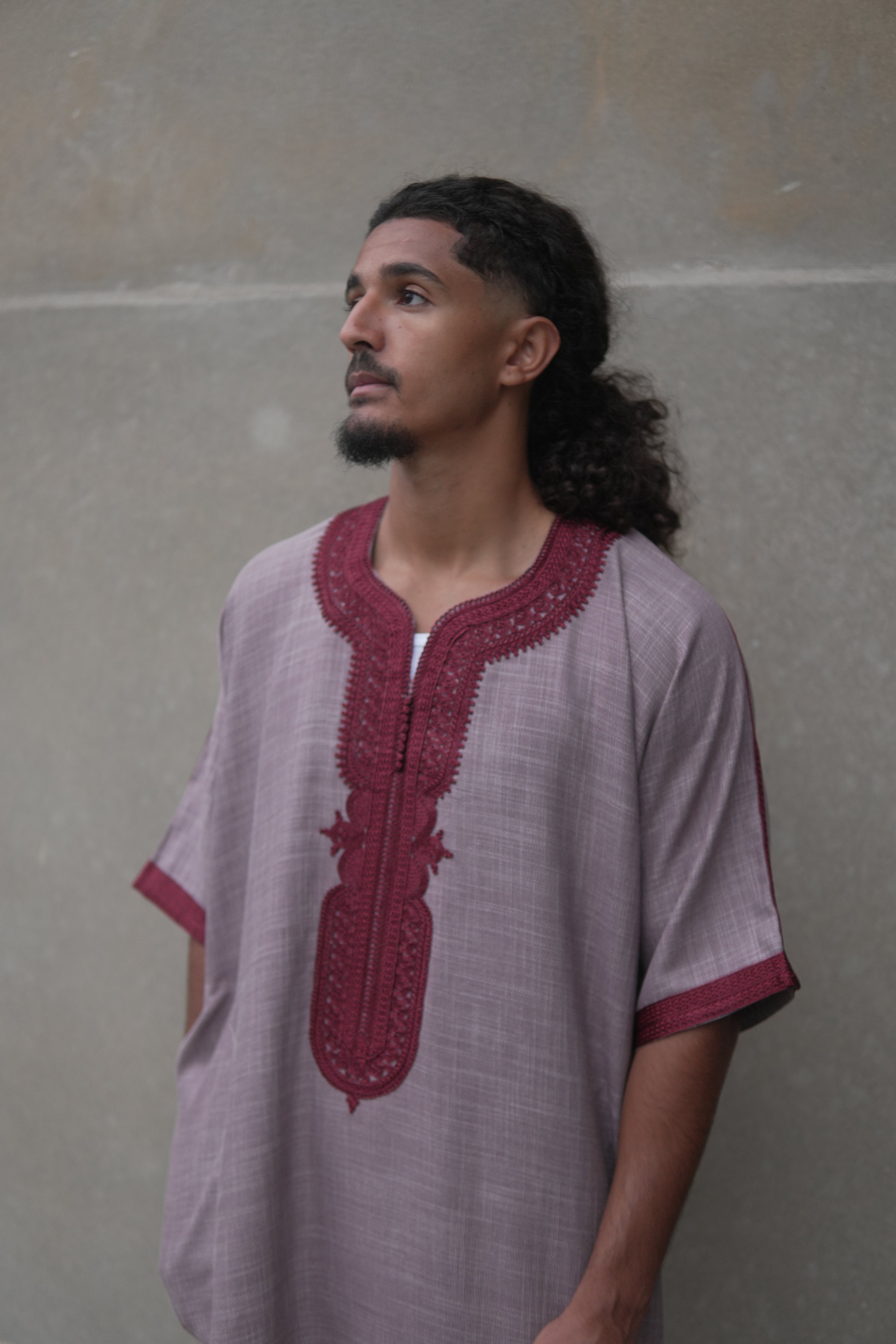 Men's Linen Moroccan Maroon Gandoura