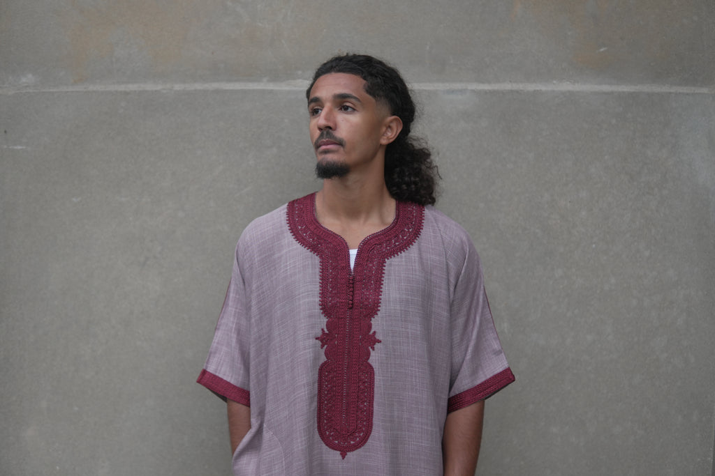 Men's Linen Moroccan Maroon Gandoura
