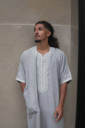 Men's Linen Moroccan Grey Gandoura front view – From #1 Shop YAZIR – YAZIRCO