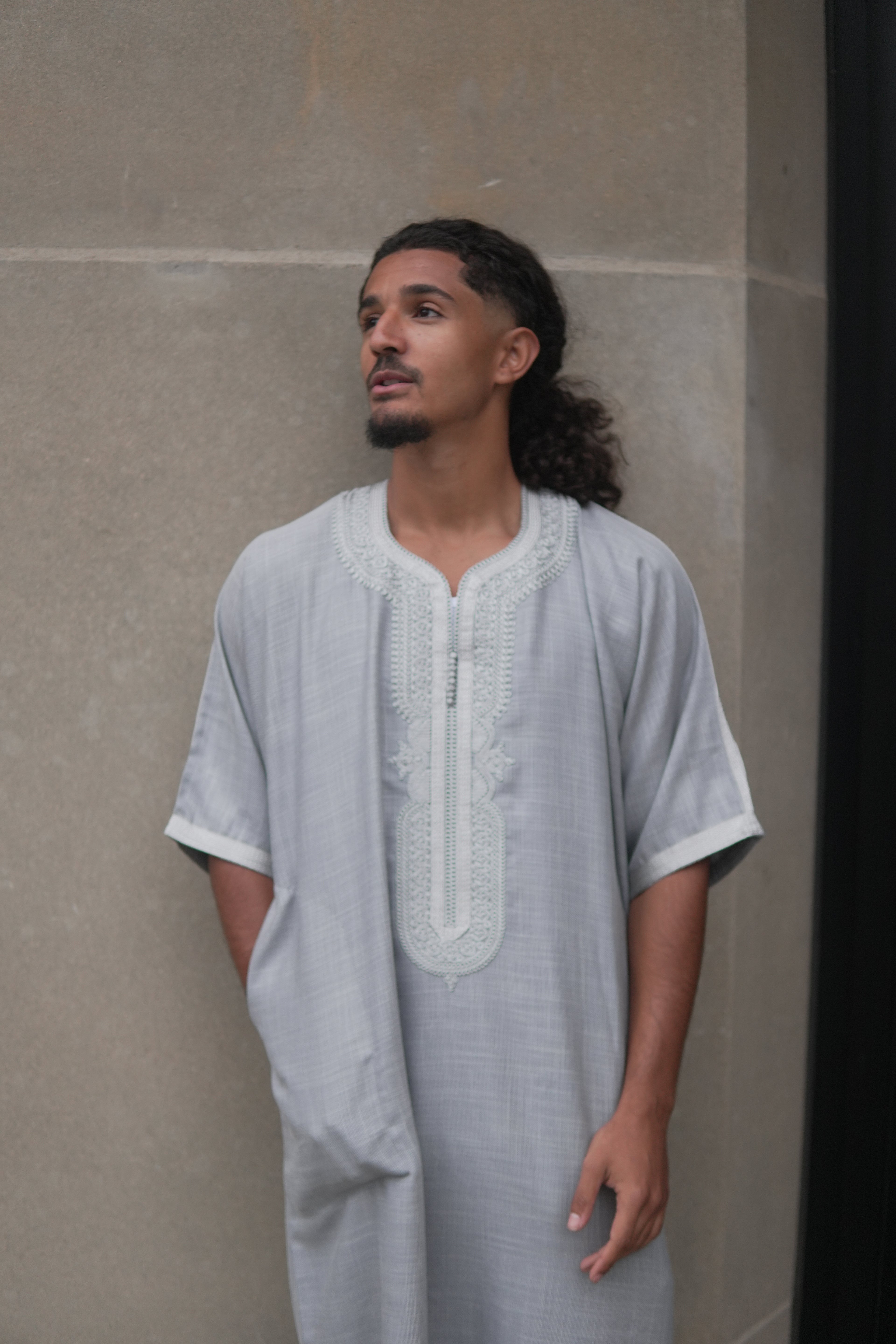 Men's Linen Moroccan Grey Gandoura