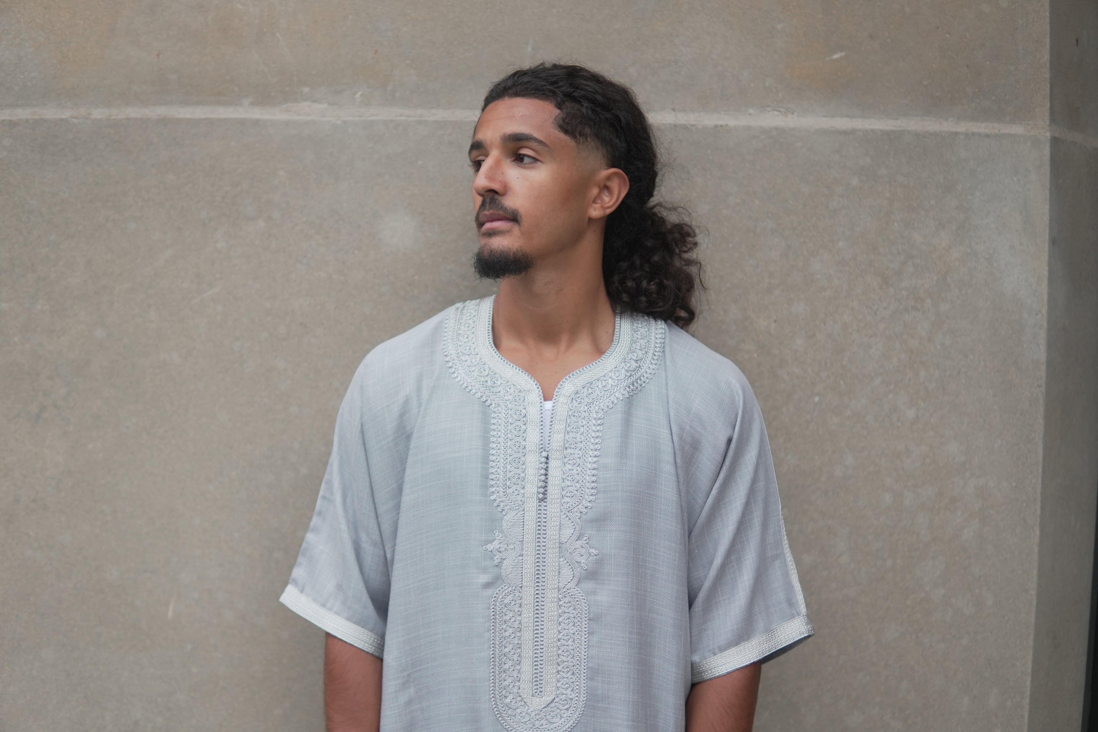 Men's Linen Moroccan Grey Gandoura