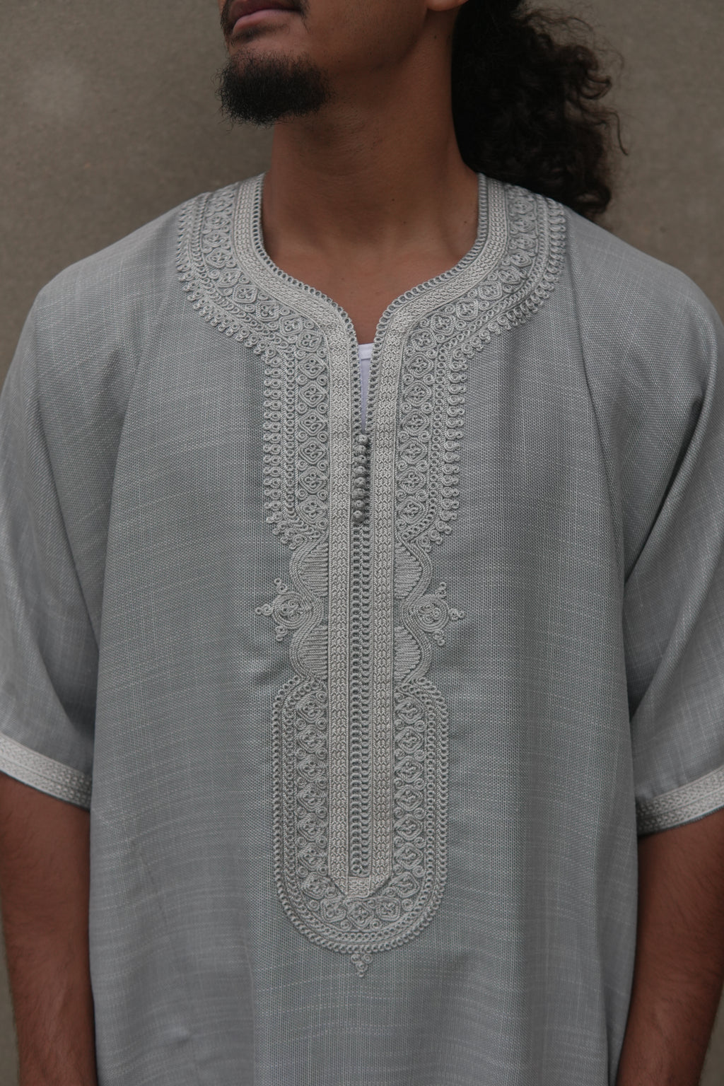Men's Linen Moroccan Grey Gandoura
