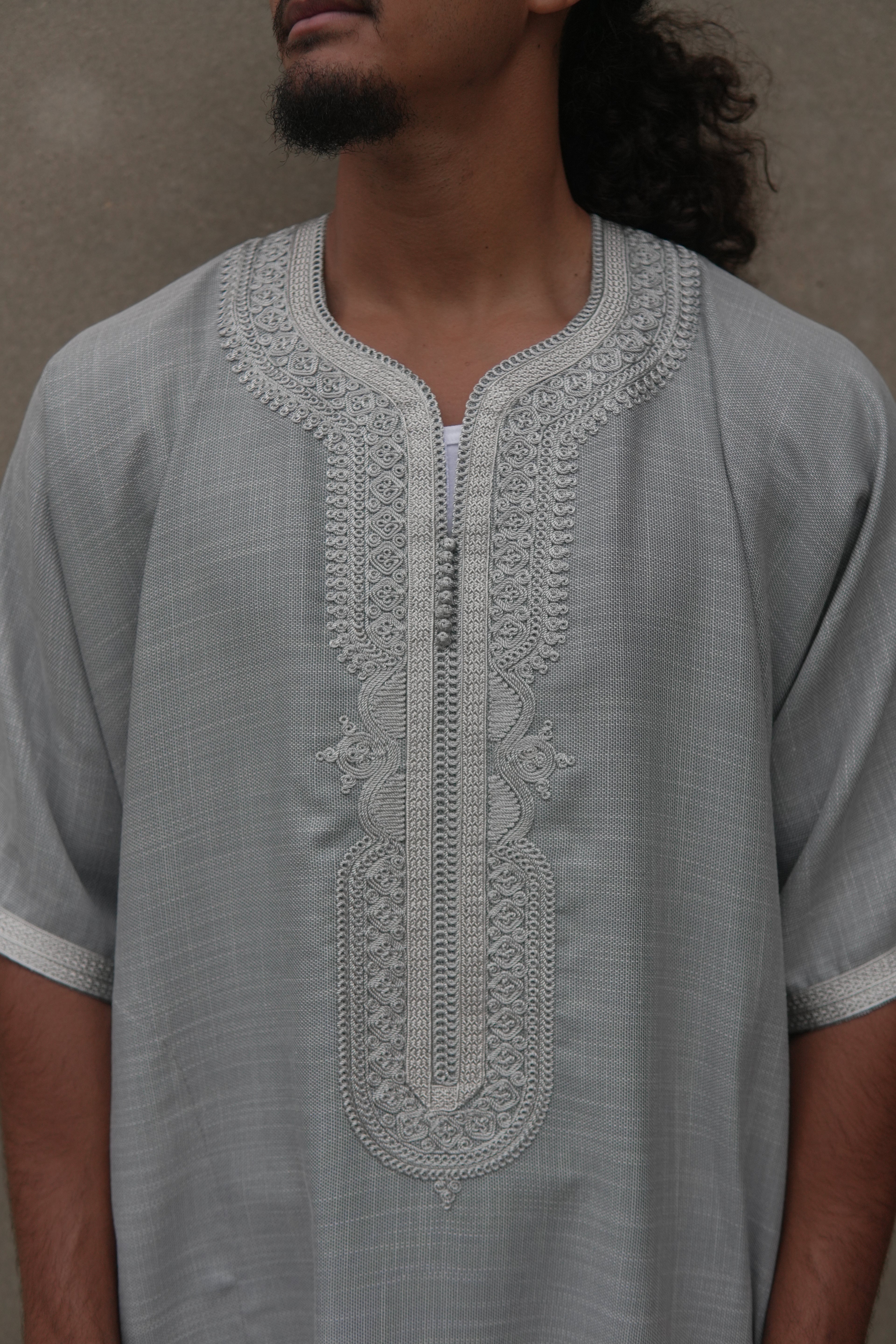 Men's Linen Moroccan Grey Gandoura