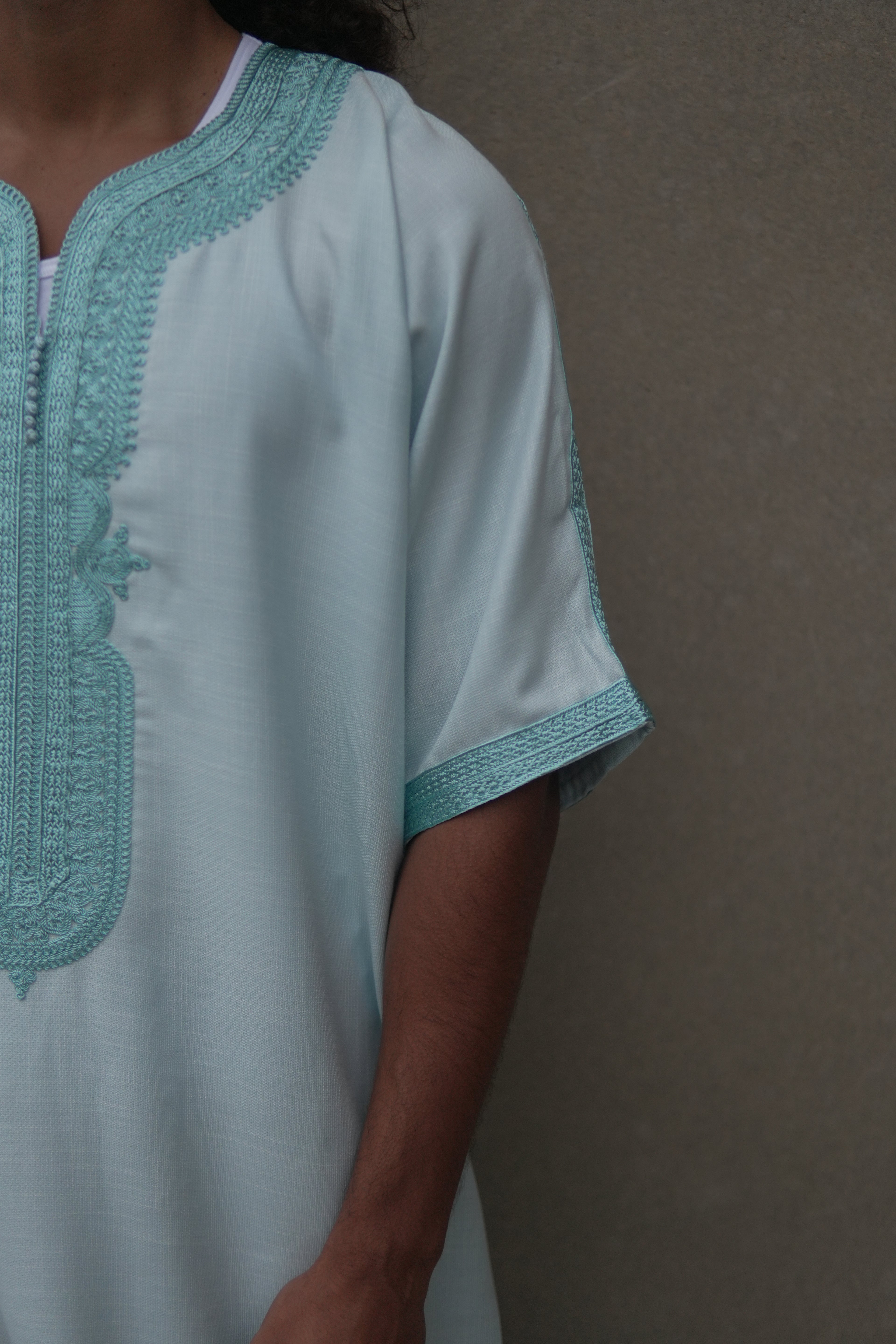 Men's Linen Moroccan Teal Gandoura