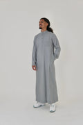 Classic Light Grey Saudi Thobe front view – From #1 Shop YAZIR – YAZIRCO