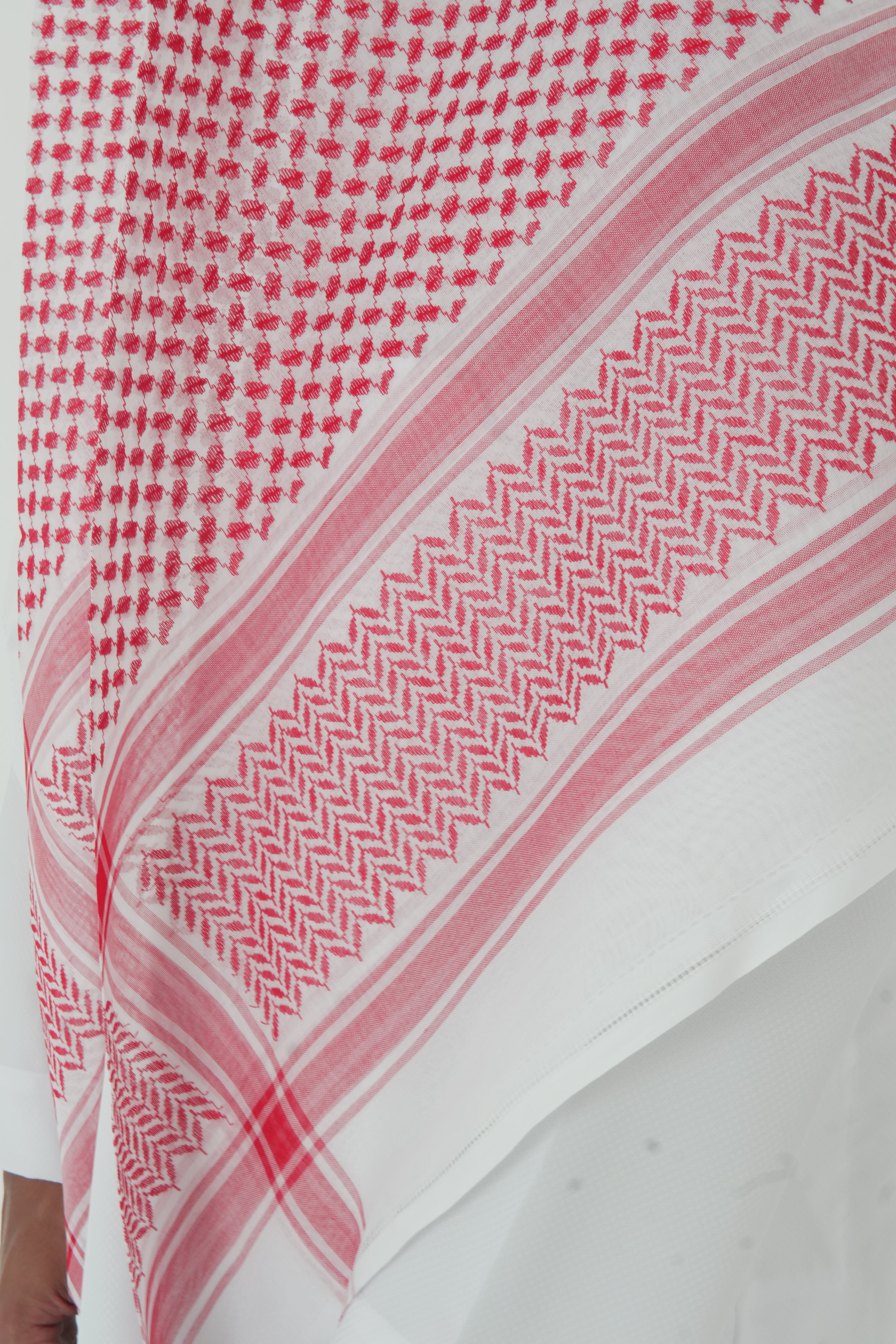 Saudi White & Red Scarf