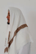 White & Light Brown Yemeni Shemagh front view – From #1 Shop YAZIR – YAZIRCO