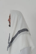 White & Grey Yemeni Shemagh front view – From #1 Shop YAZIR – YAZIRCO