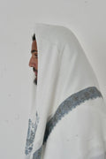 White & Light Blue Yemeni Shemagh front view – From #1 Shop YAZIR – YAZIRCO