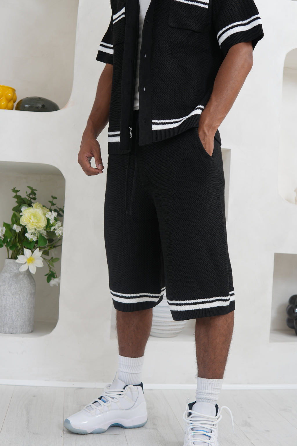 Crochet Knitted Shorts - Black