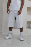 Men's Luxe White Knee-Length Shorts front view – From #1 Shop YAZIR – YAZIRCO