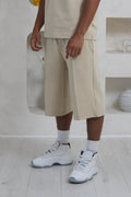 Men’s Luxe Beige Knee-Length Shorts front view – From #1 Shop YAZIR – YAZIRCO