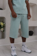 Men's Luxe Sage Green Knee-Length Shorts front view – From #1 Shop YAZIR – YAZIRCO