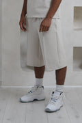 Men's Luxe Cream Knee-Length Shorts front view – From #1 Shop YAZIR – YAZIRCO