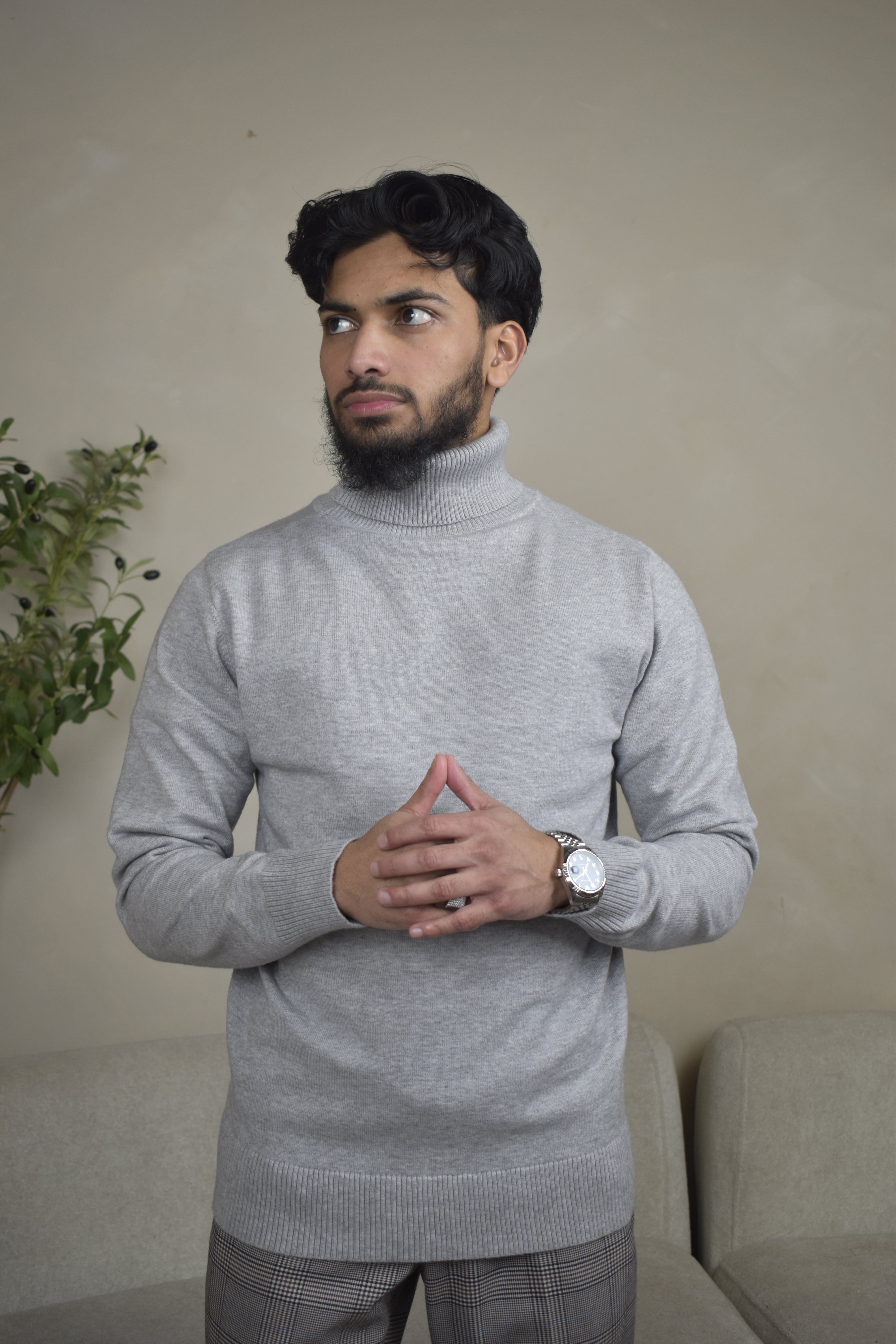 Grey Turtleneck Jumper