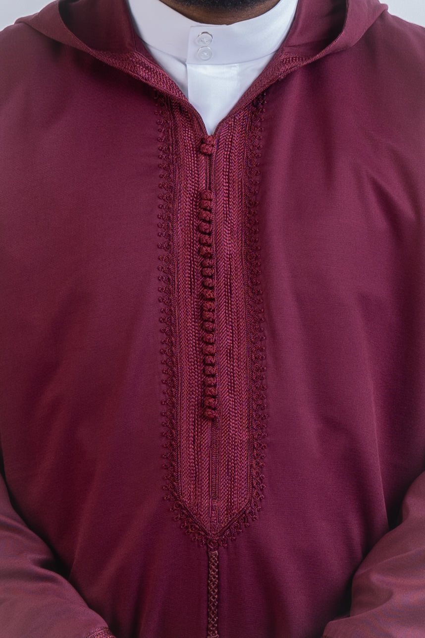 Maroon Hooded Djellaba