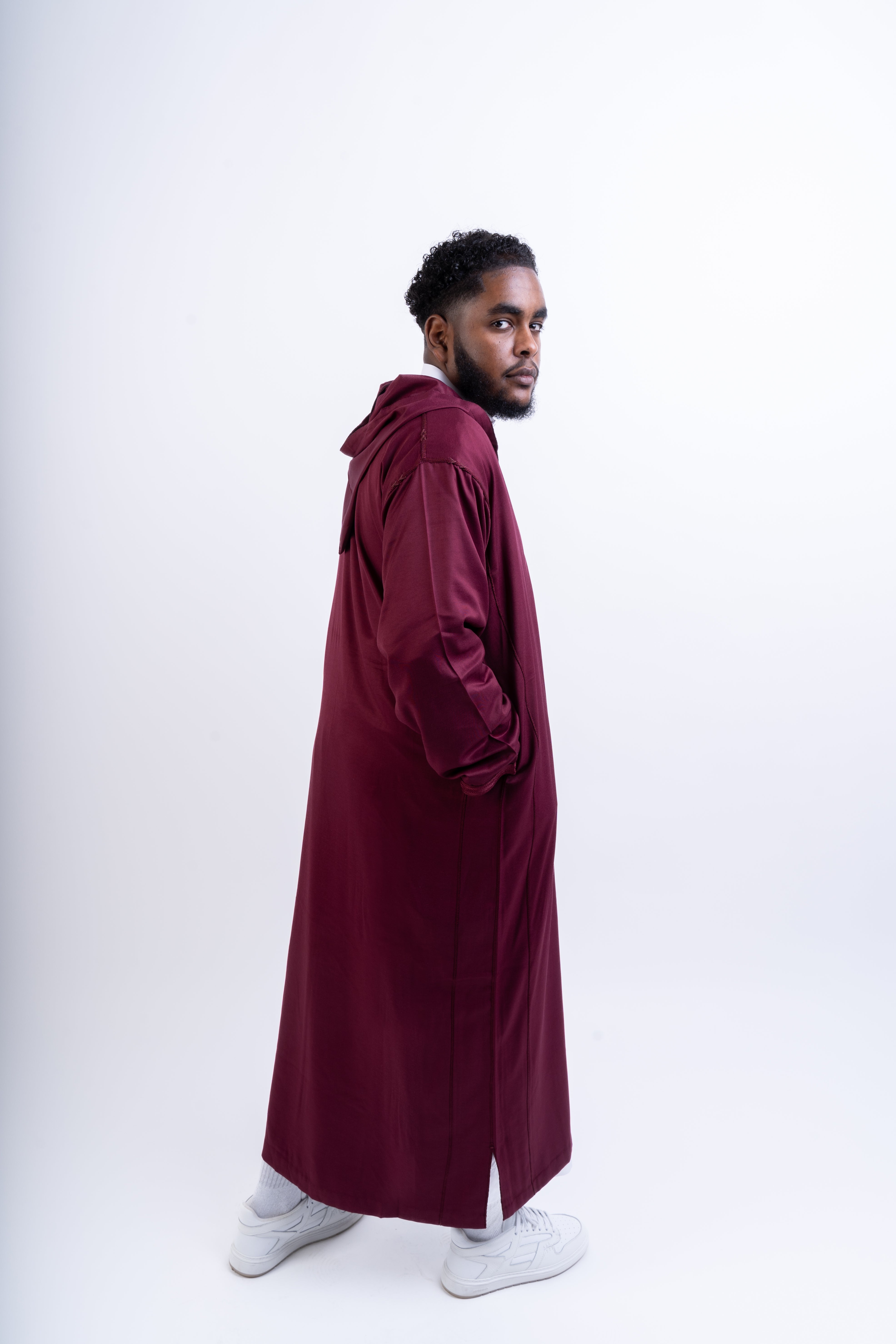 Maroon Hooded Djellaba