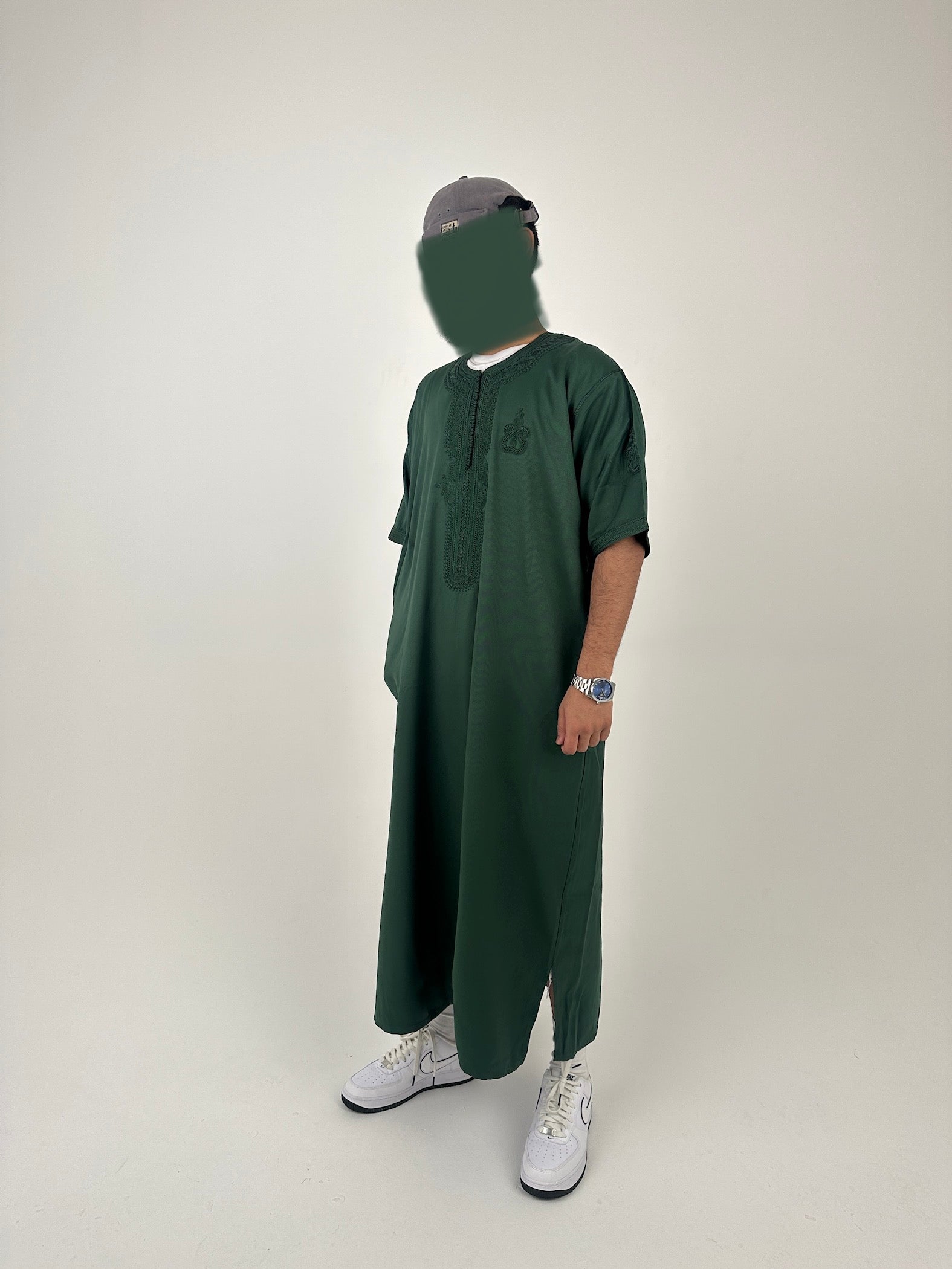 Green Premium Zip Moroccan Thobe