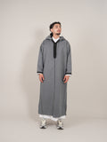 Grey & Black Moroccan Djellaba Thobe - Luxury Jubbah Made in Morocco - YAZIR