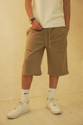 Relaxed Corduroy Shorts in Taupe front view – From #1 Shop YAZIR – YAZIRCO