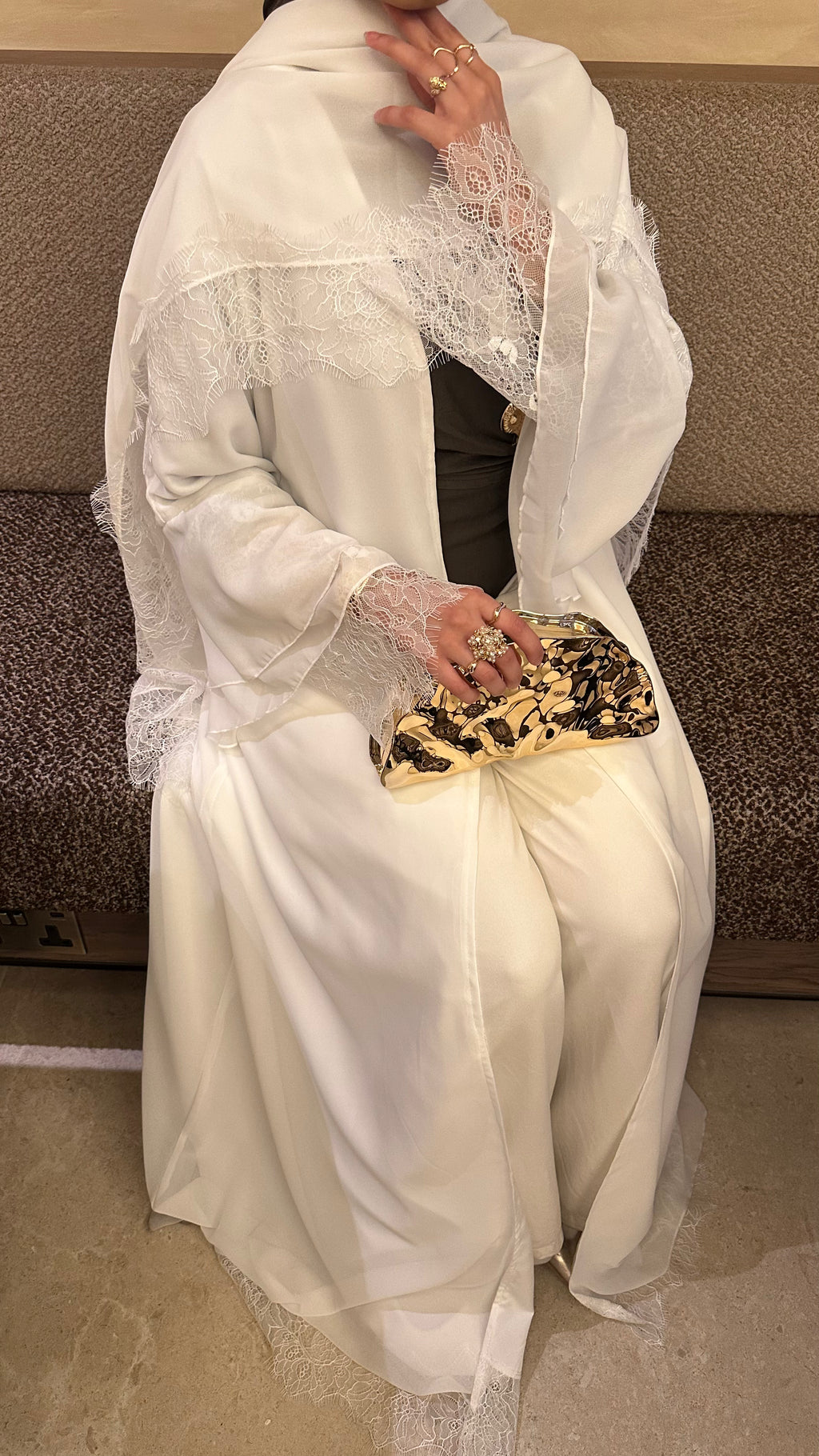 The White Safa Lace Abaya